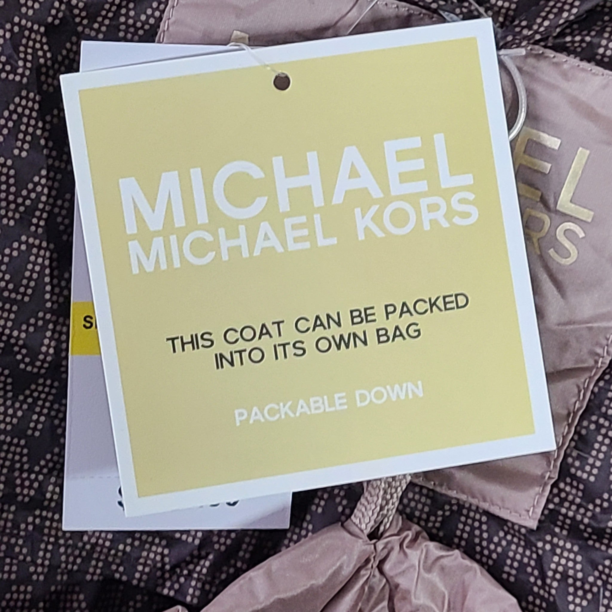 Michael Kors Packable Down Jacket Coat Quilted Champagne Taupe Sz M NWT