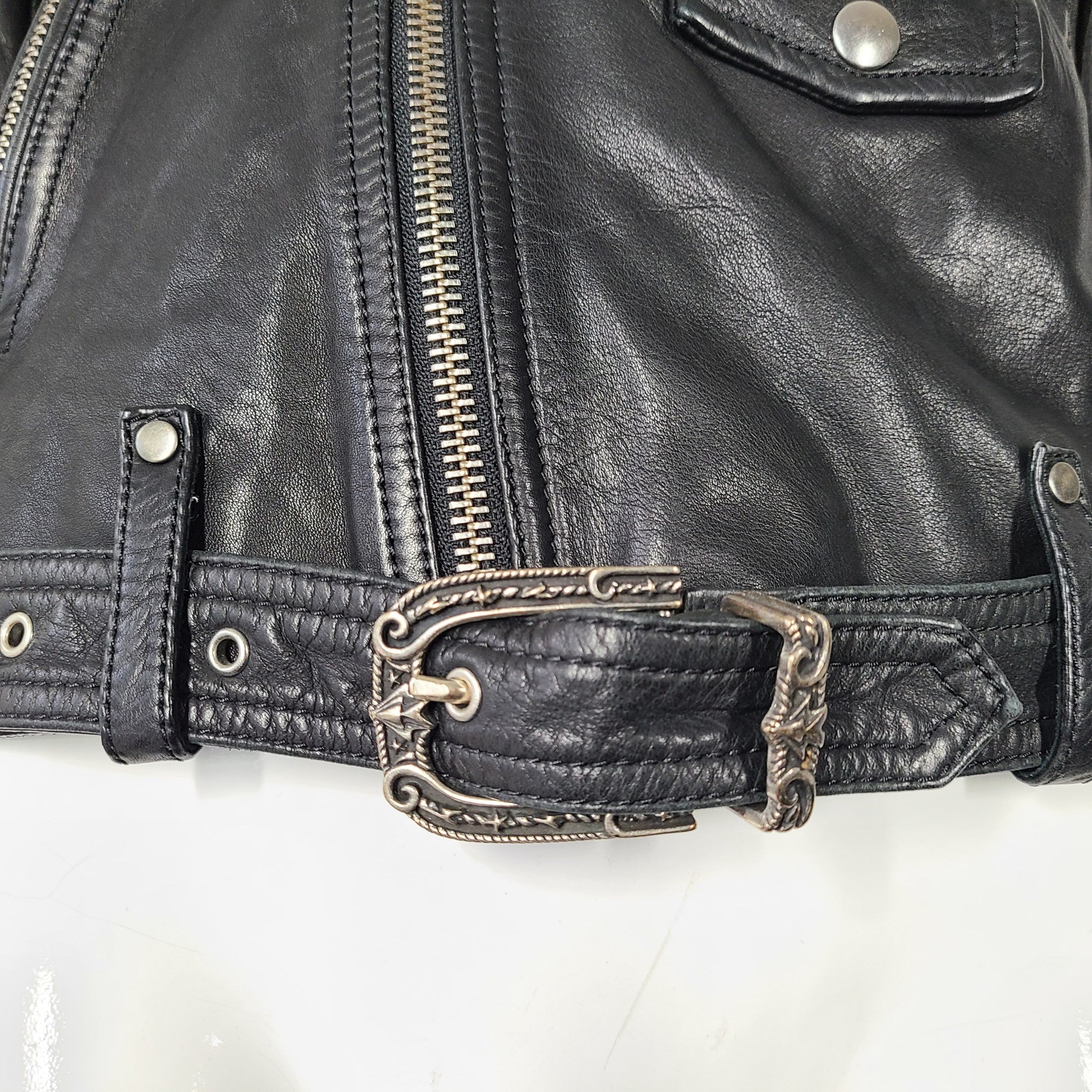 THE KOOPLES Men's Leather Moto Jacket Black Sz M