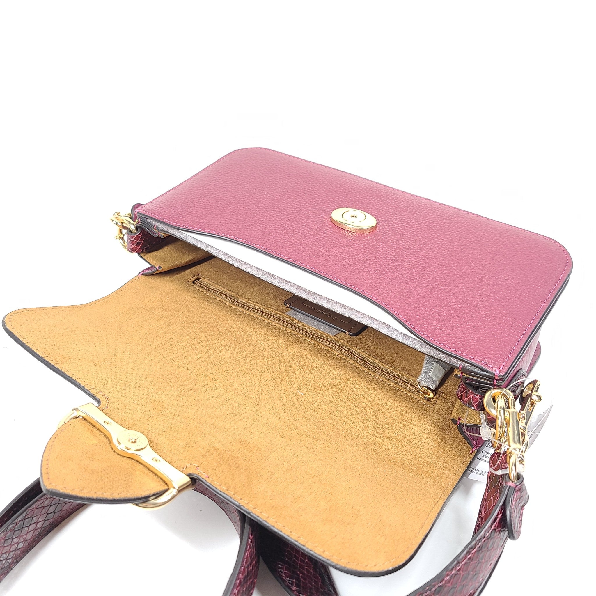Coach Morgan Shoulder Crossbody Bag CE561 Snake-Embossed Pebble Leather Burgundy