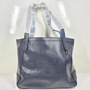 Coach Tote With Horse And Carriage Leather Shoulder Bag C4063 Dark Blue NEW