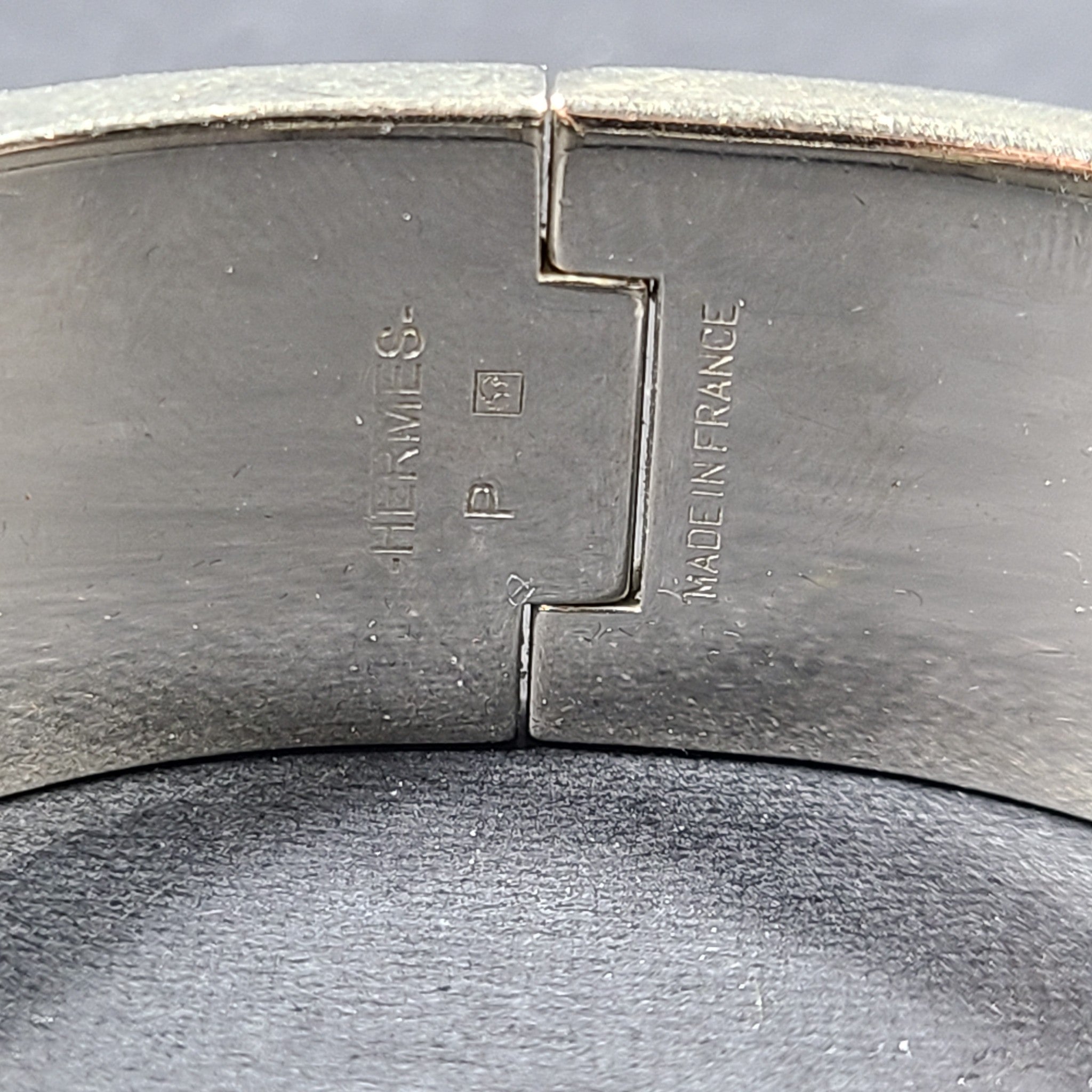 Hermes Clic Clac H Bracelet Silver Enamel Light Blue Wide PM 100% Authentic