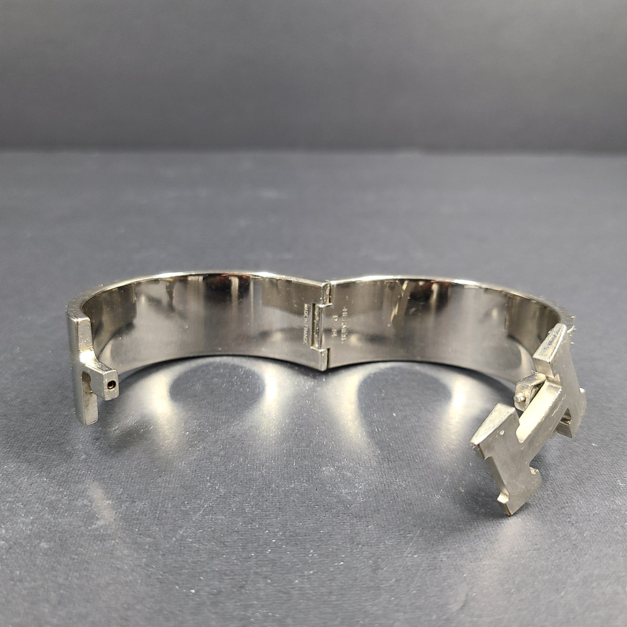 Hermes Clic Clac H Bracelet Silver Enamel Light Blue Wide PM 100% Authentic