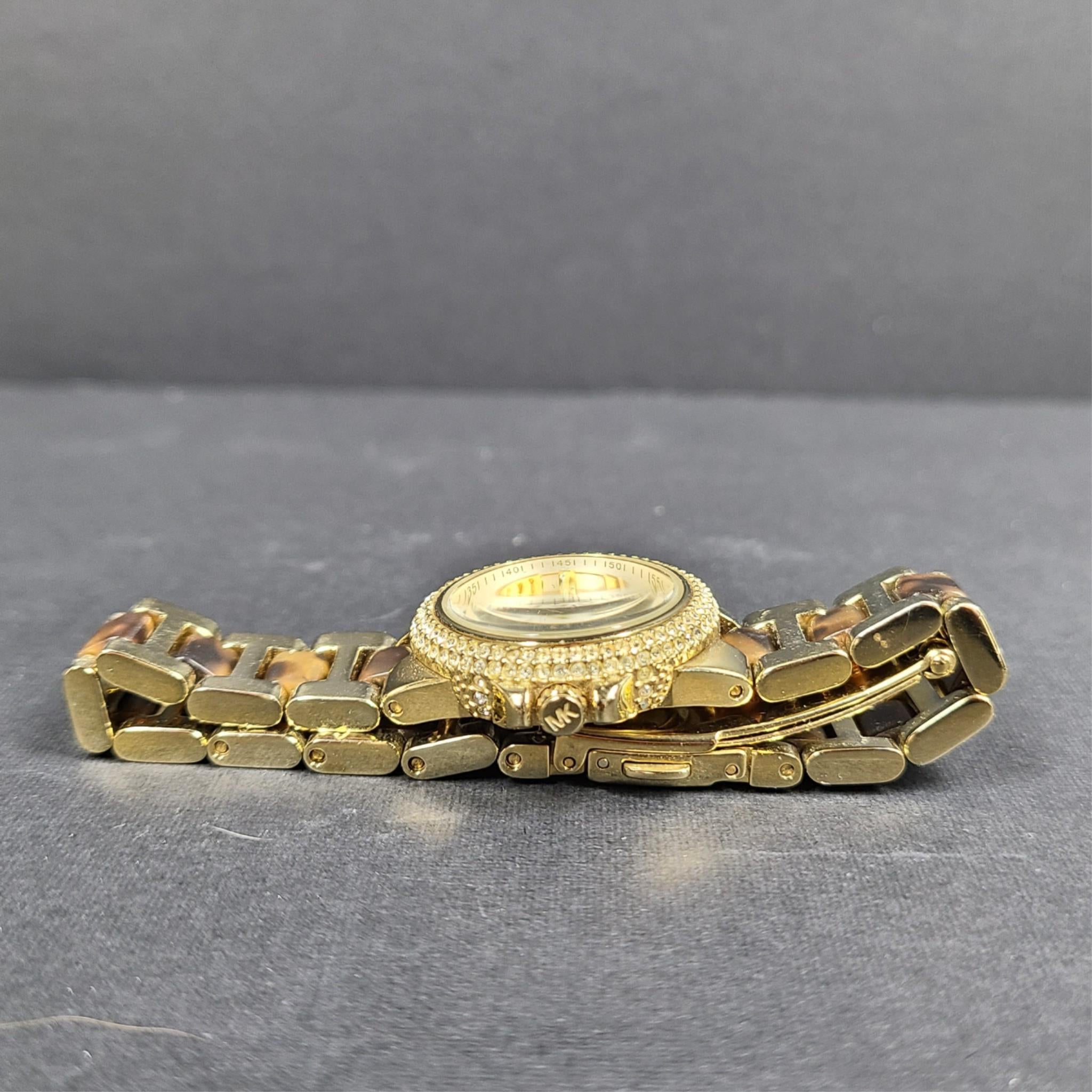 Michael Kors Petite Camille Embellished Tortoise Acetate Gold-Tone Watch MK4291
