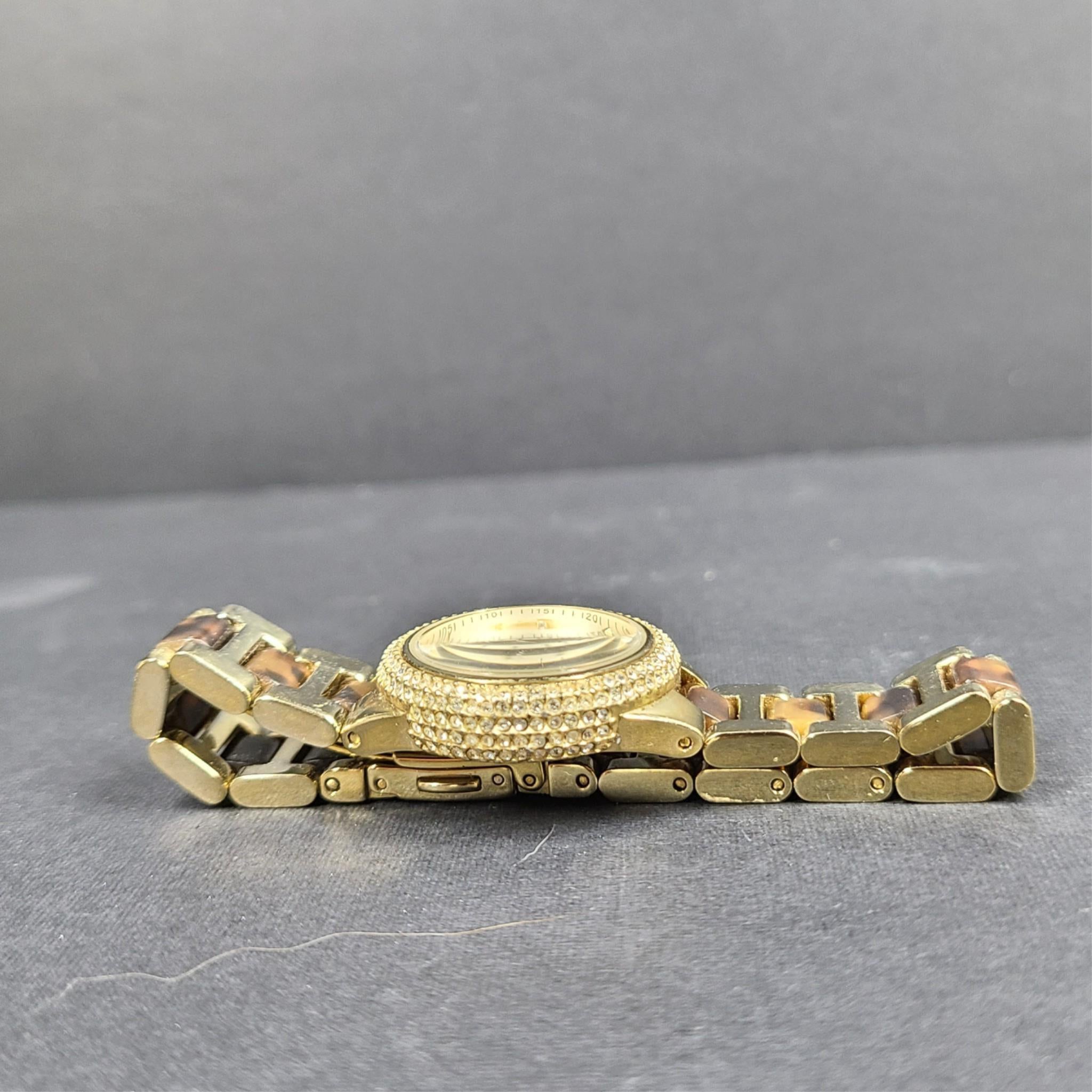 Michael Kors Petite Camille Embellished Tortoise Acetate Gold-Tone Watch MK4291