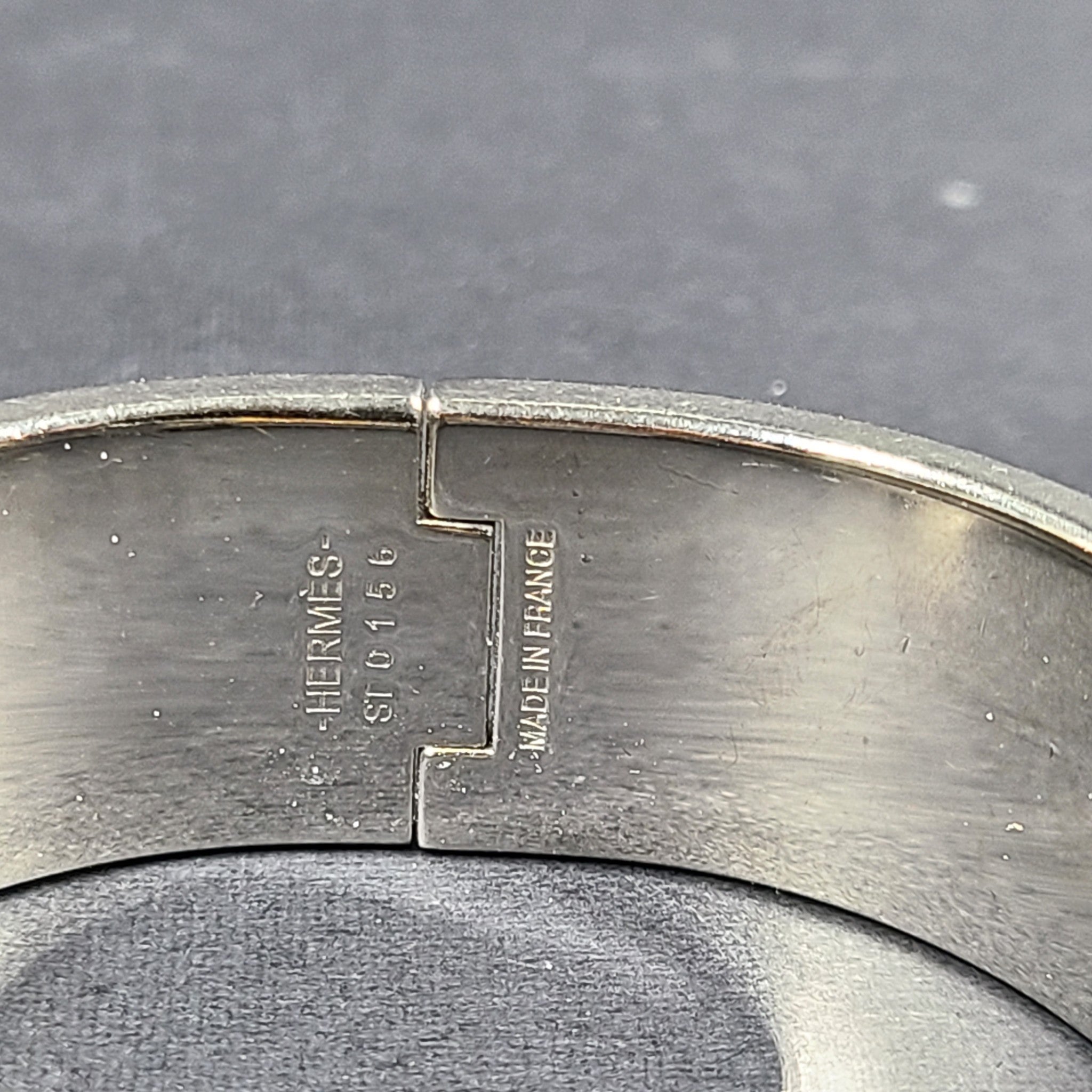 Hermes Clic Clac H Bracelet Silver Enamel Light Pink Wide PM 100% Authentic