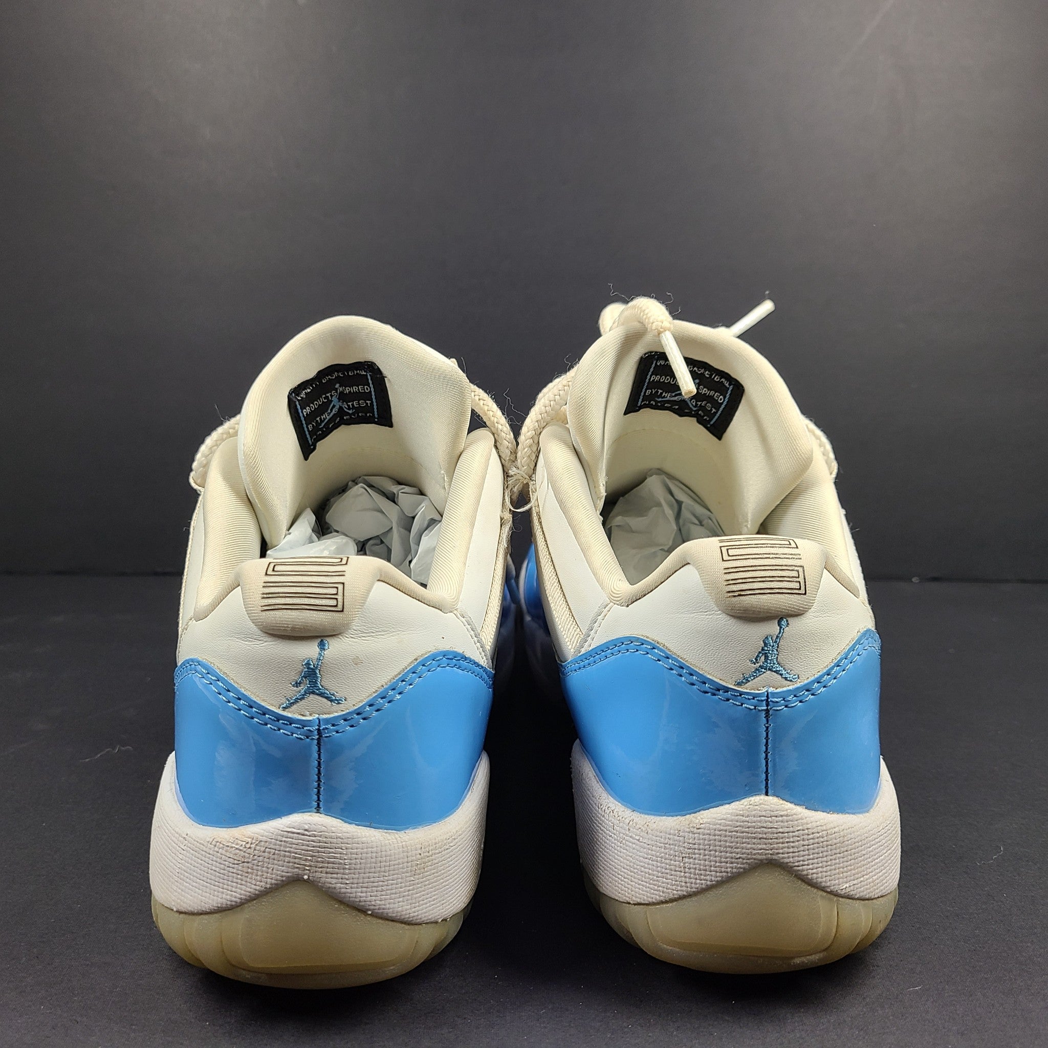 Nike Air Jordan 11 XI Retro Low White Columbia Blue Patent Shoes 136053-141 9.5