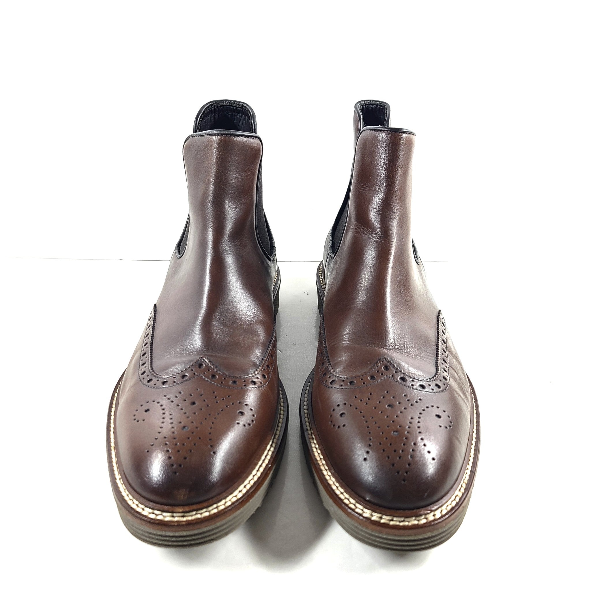 The Johnston & Murphy Men's Vaughn Longwing Chelse Shoes Pull On Brown Sz 9 NEW