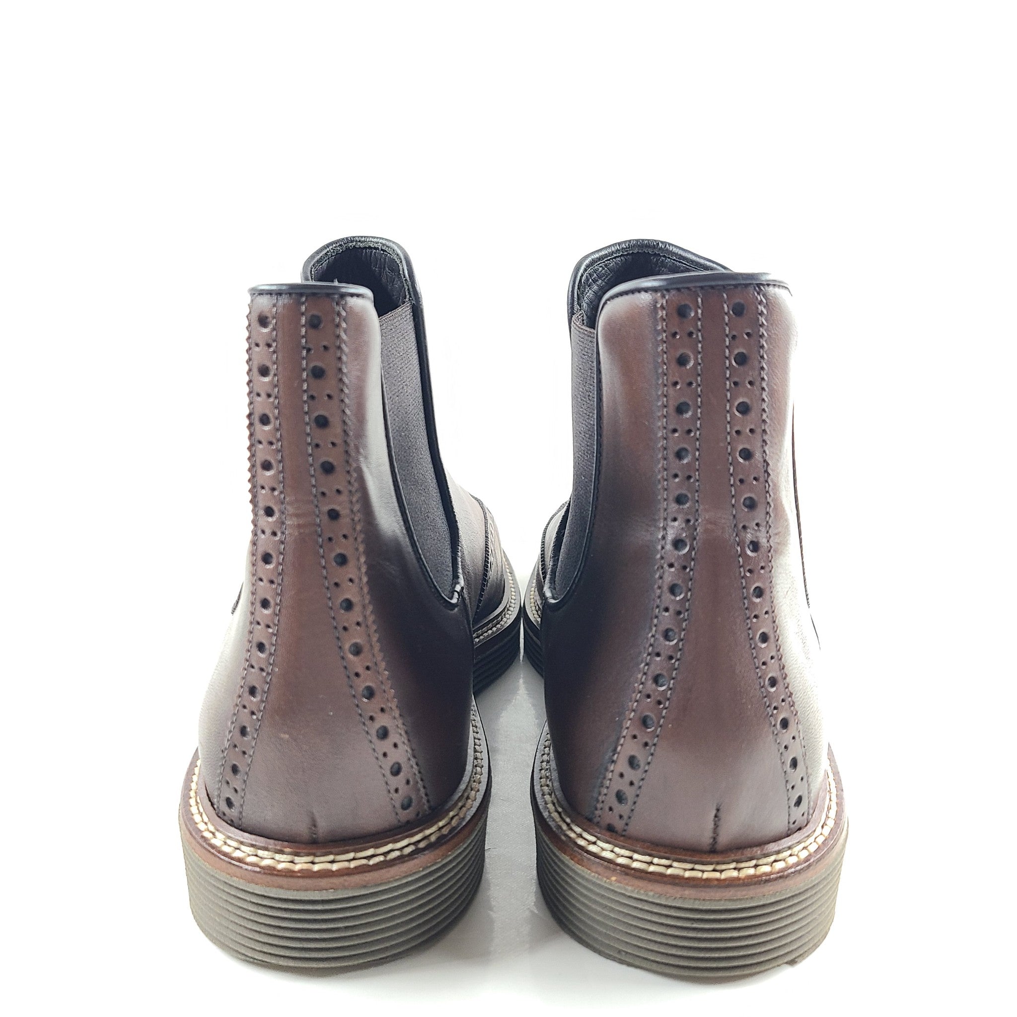 The Johnston & Murphy Men's Vaughn Longwing Chelse Shoes Pull On Brown Sz 9 NEW