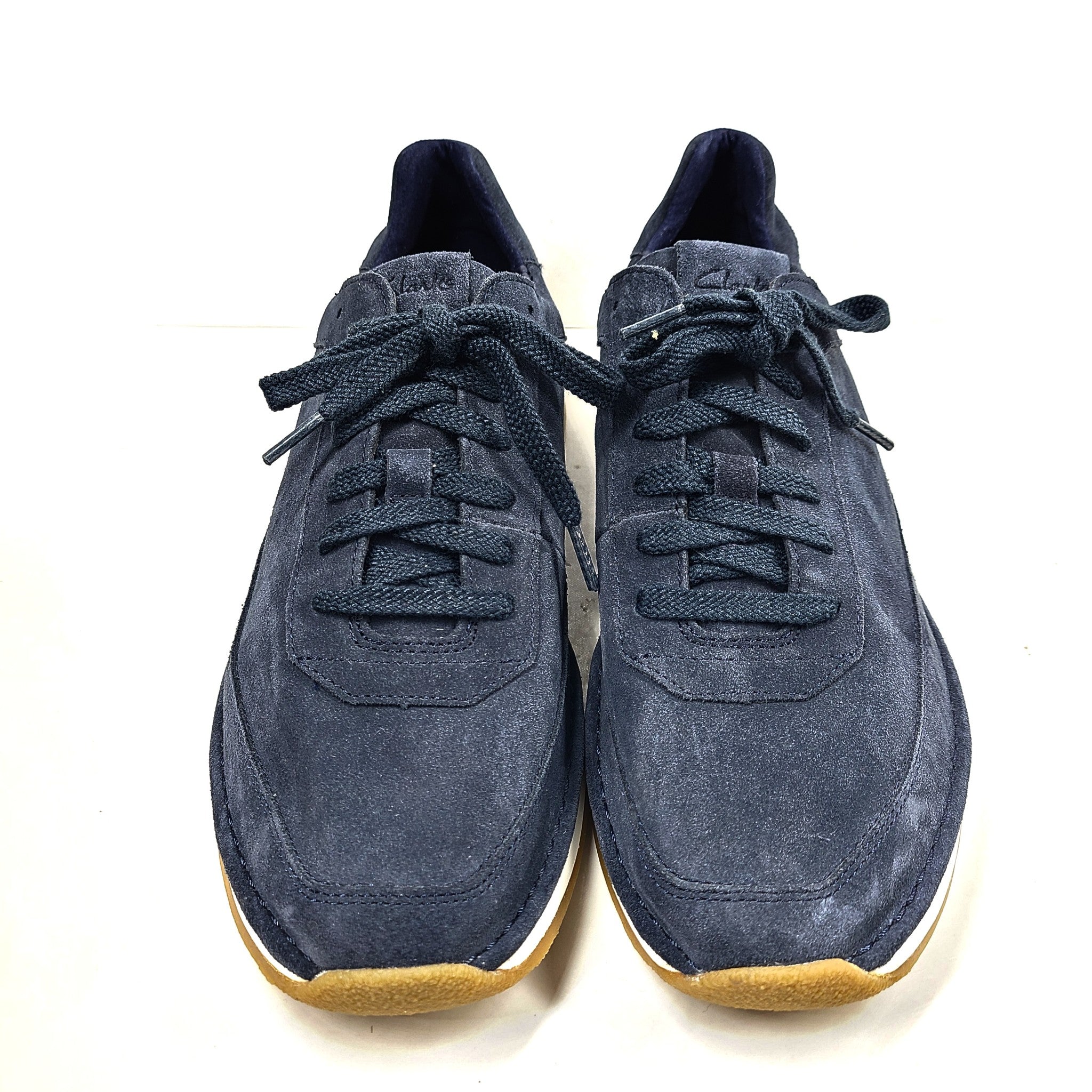 Clarks Men's Lace Up Suede Upper Shoes Sneakers Casual Cushion Navy Blue Sz 11.5