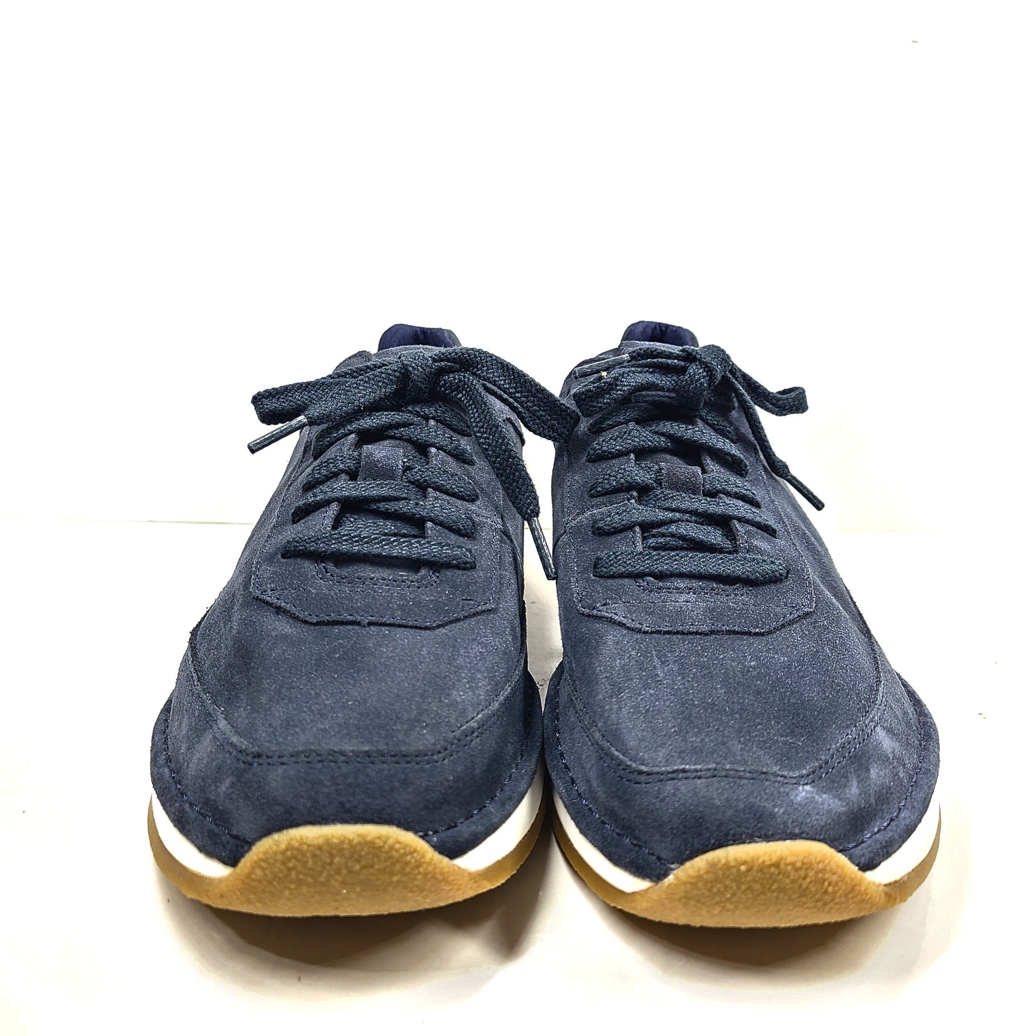 Clarks Men's Lace Up Suede Upper Shoes Sneakers Casual Cushion Navy Blue Sz 11.5