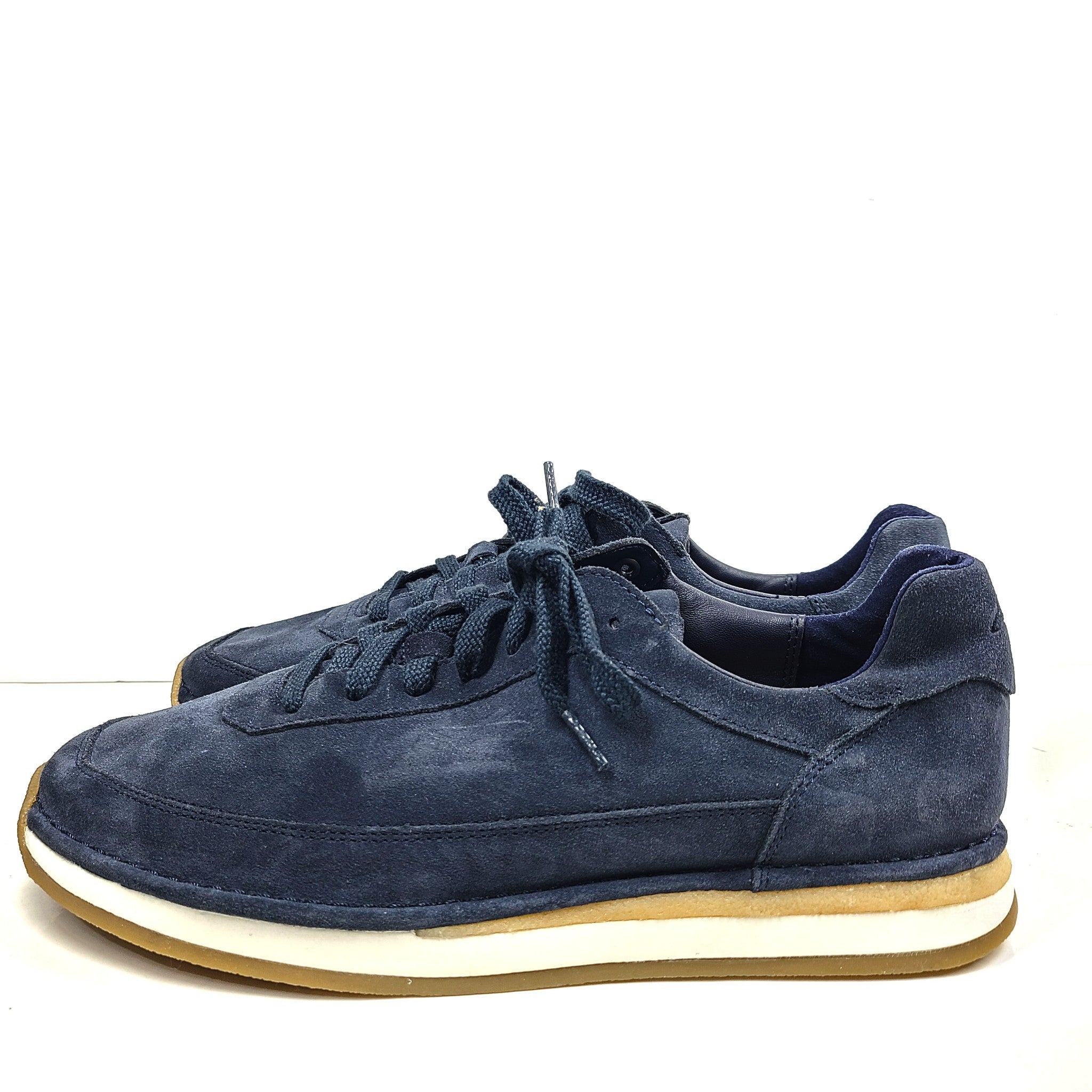 Clarks Men's Lace Up Suede Upper Shoes Sneakers Casual Cushion Navy Blue Sz 11.5