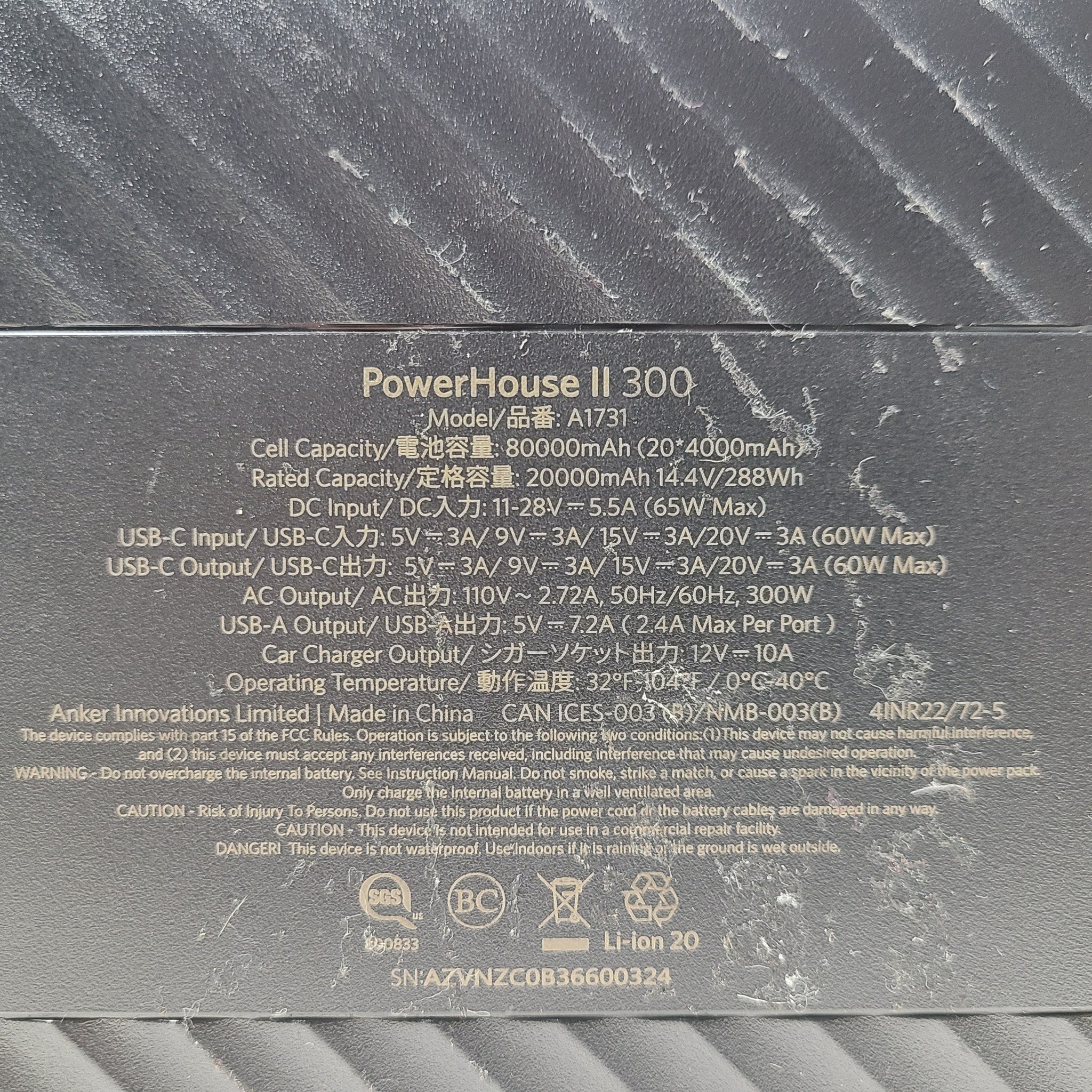 Anker PowerHouse II 300 A1731 80000mAh External Battery Charger Power Bank