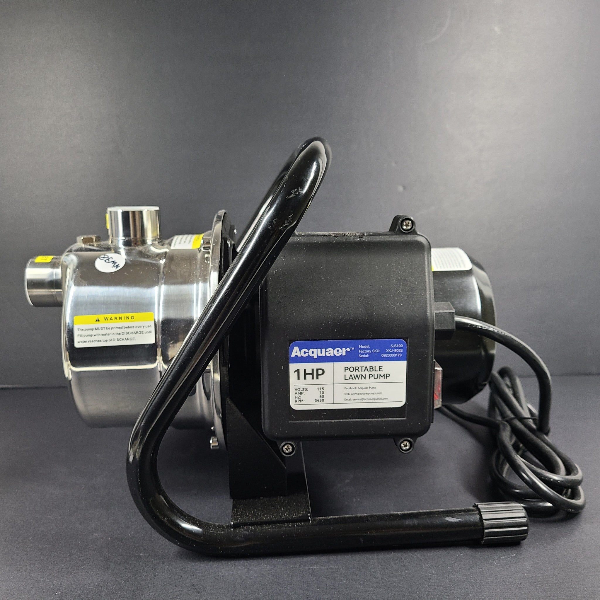 Acquaer 1HP Portable Lawn Pump SJS100 XKJ-805S Stainless Steel Corded