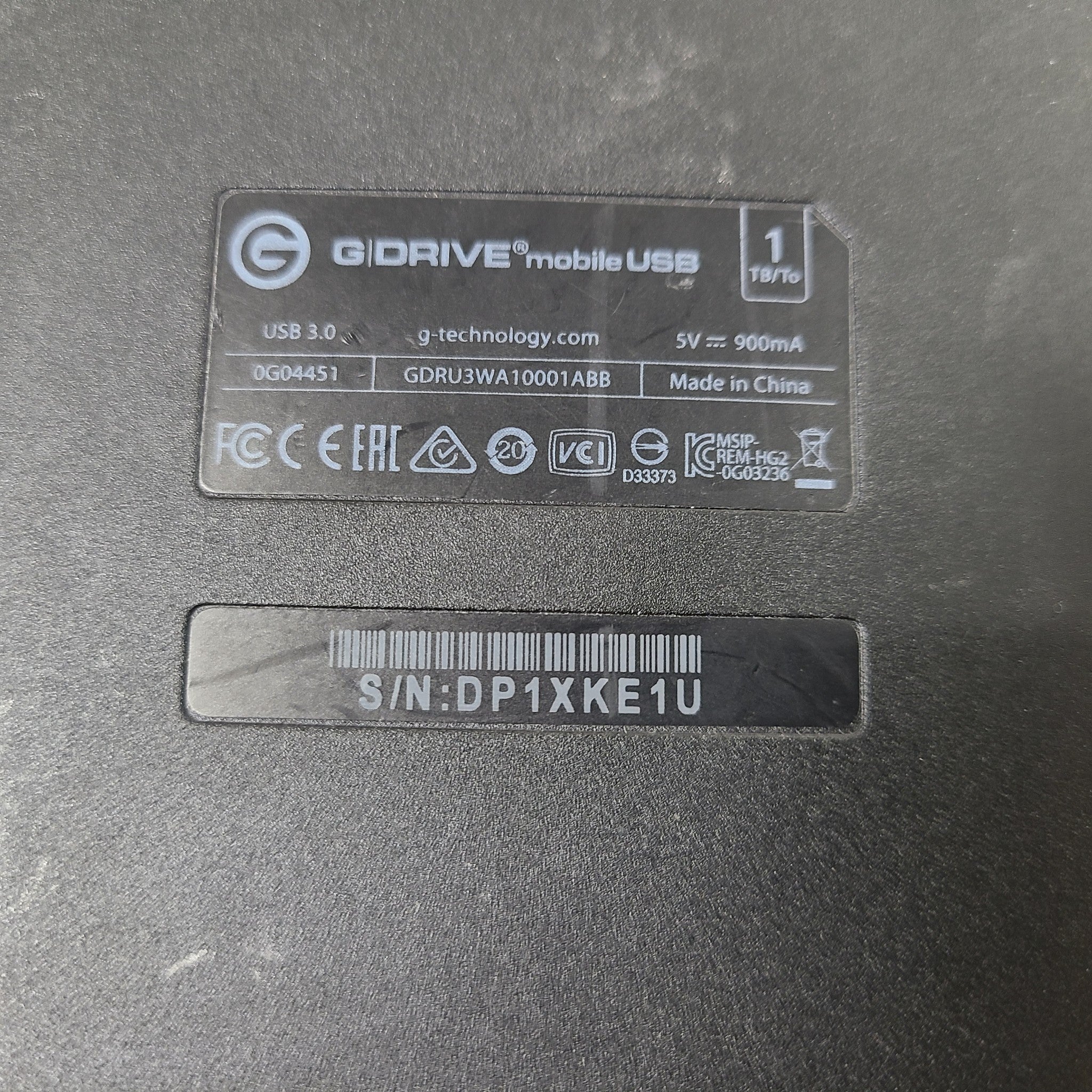 Western Digital G-Drive Mobile USB 1TB - Black - 0G04451