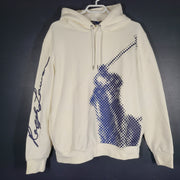 A cream men's hoodie with blue graphic by Polo Ralph Lauren