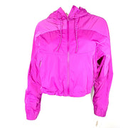 A stylish pink hooded jacket made of recycled materials
