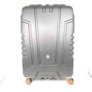 A red hard shell spinner suitcase by it Luggage
