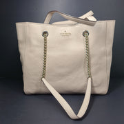 Beige Kate Spade leather tote with chain handles and gold hardware