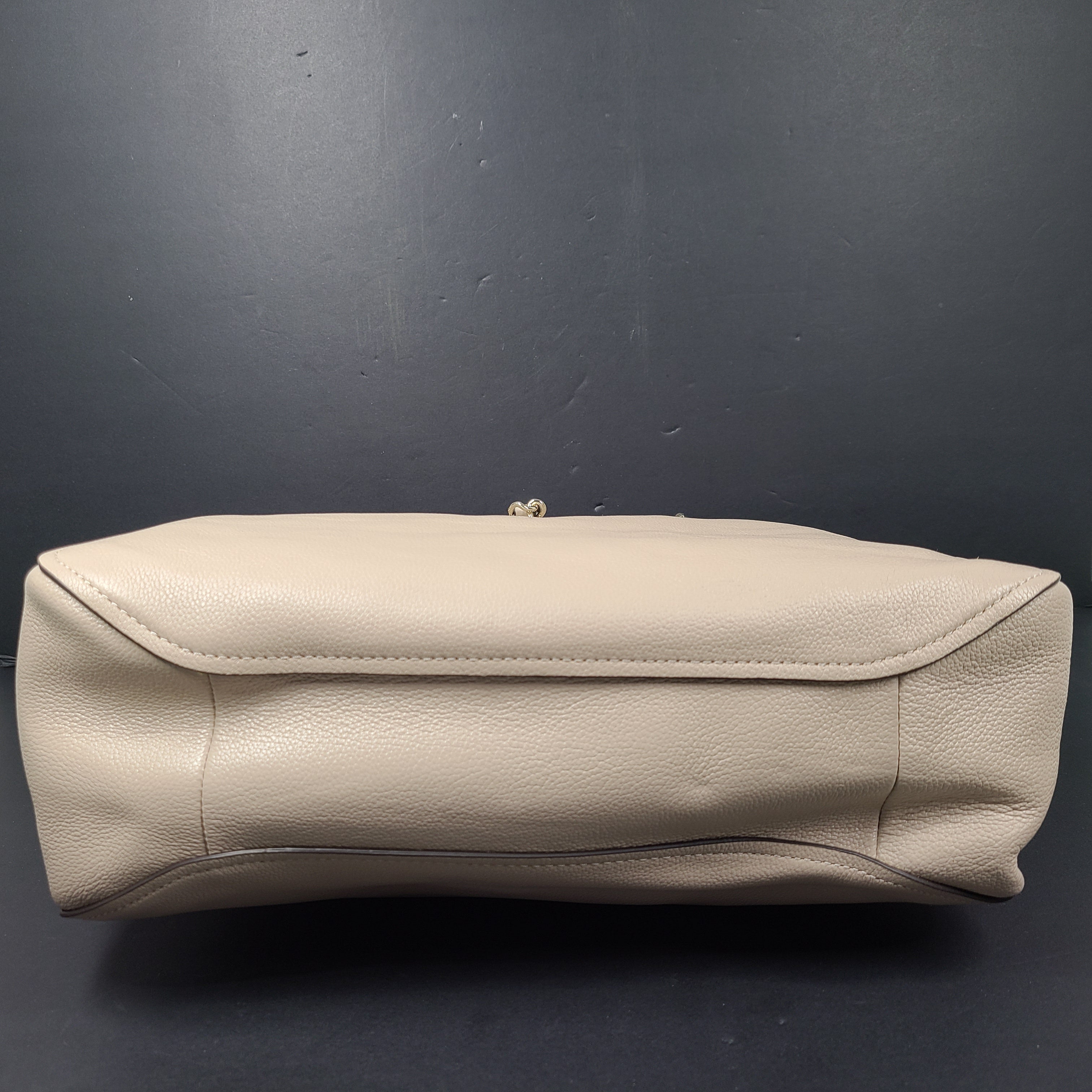 Beige Kate Spade leather tote with chain handles and gold hardware