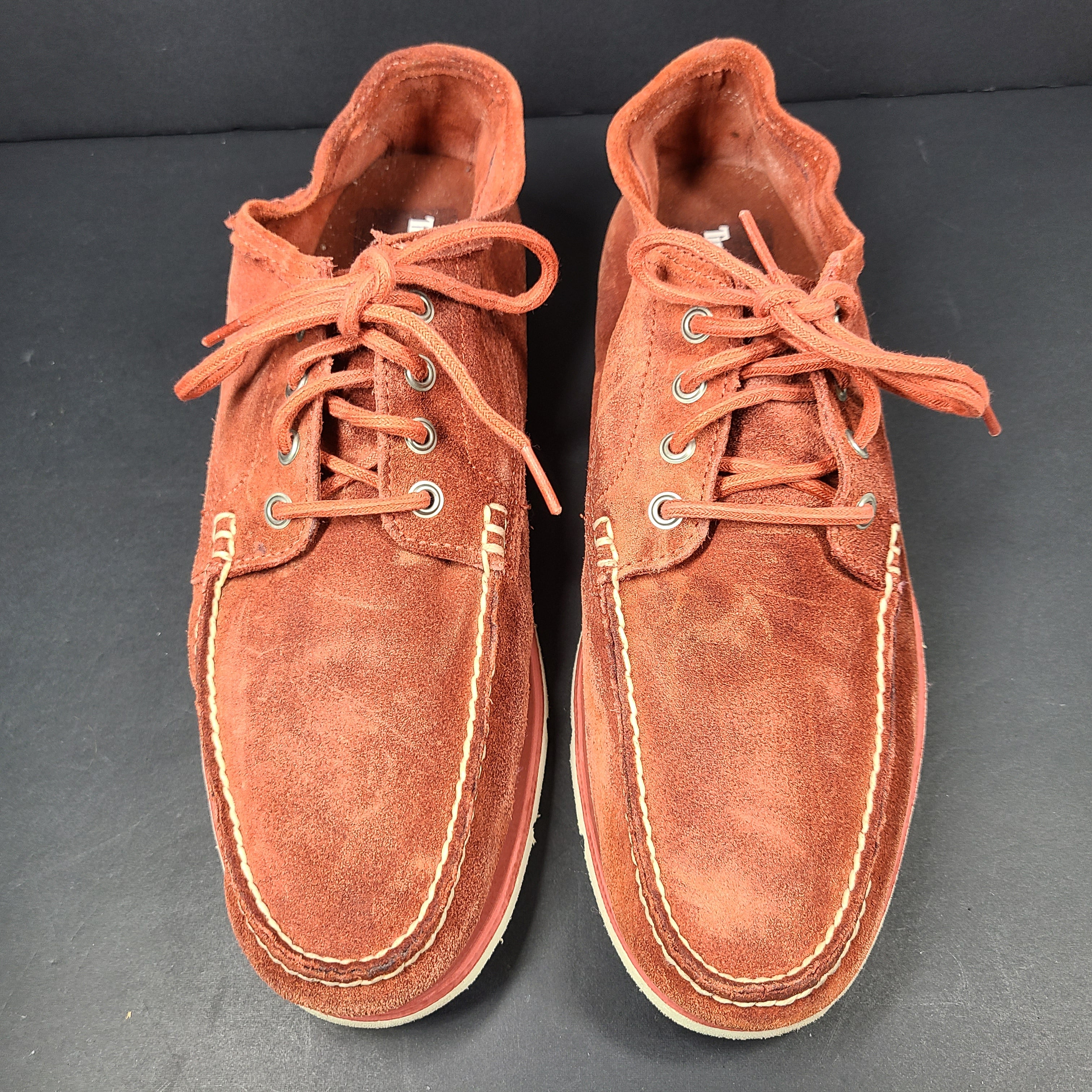 A pair of men's Timberland SensorFlex suede shoes in a rustic color
