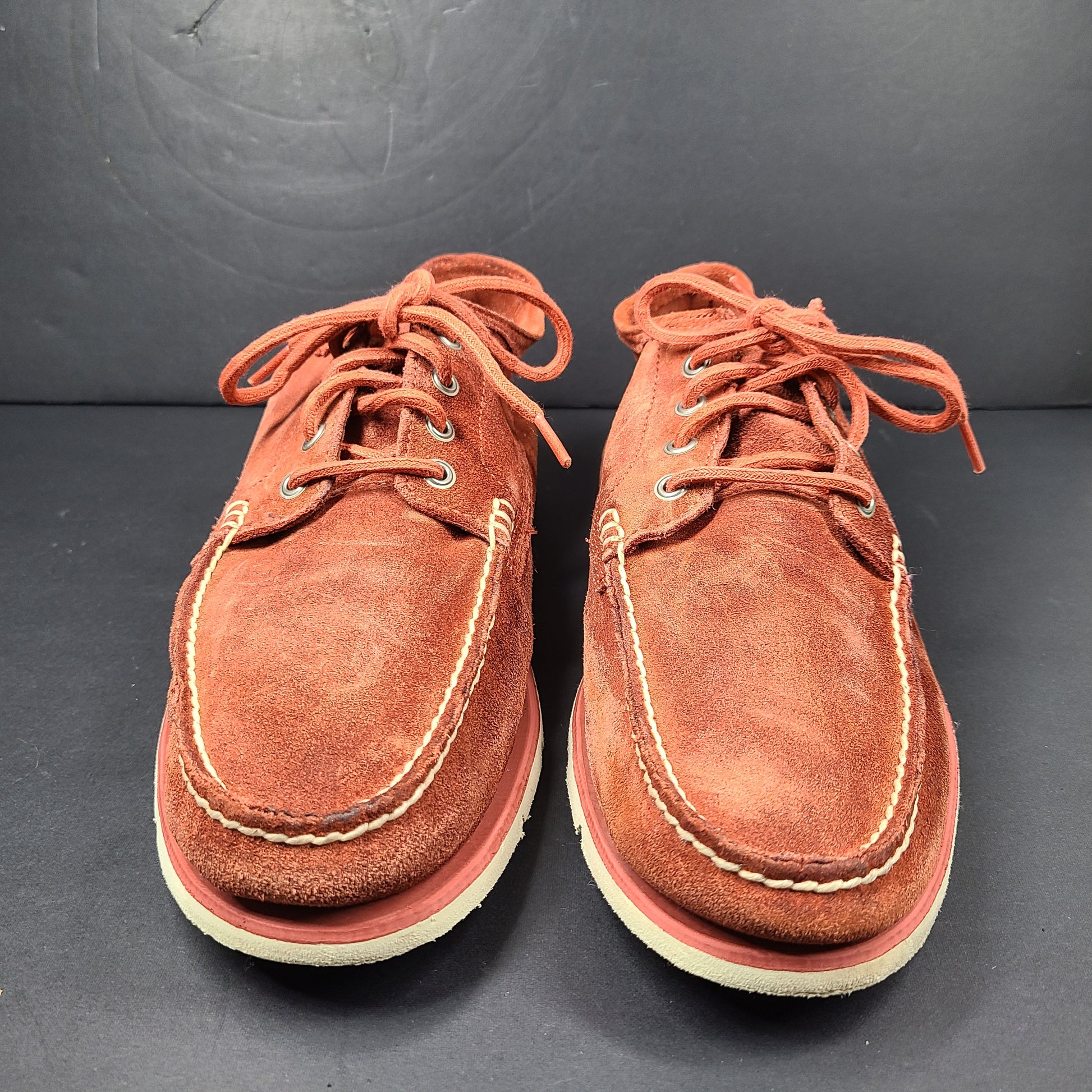 A pair of men's Timberland SensorFlex suede shoes in a rustic color
