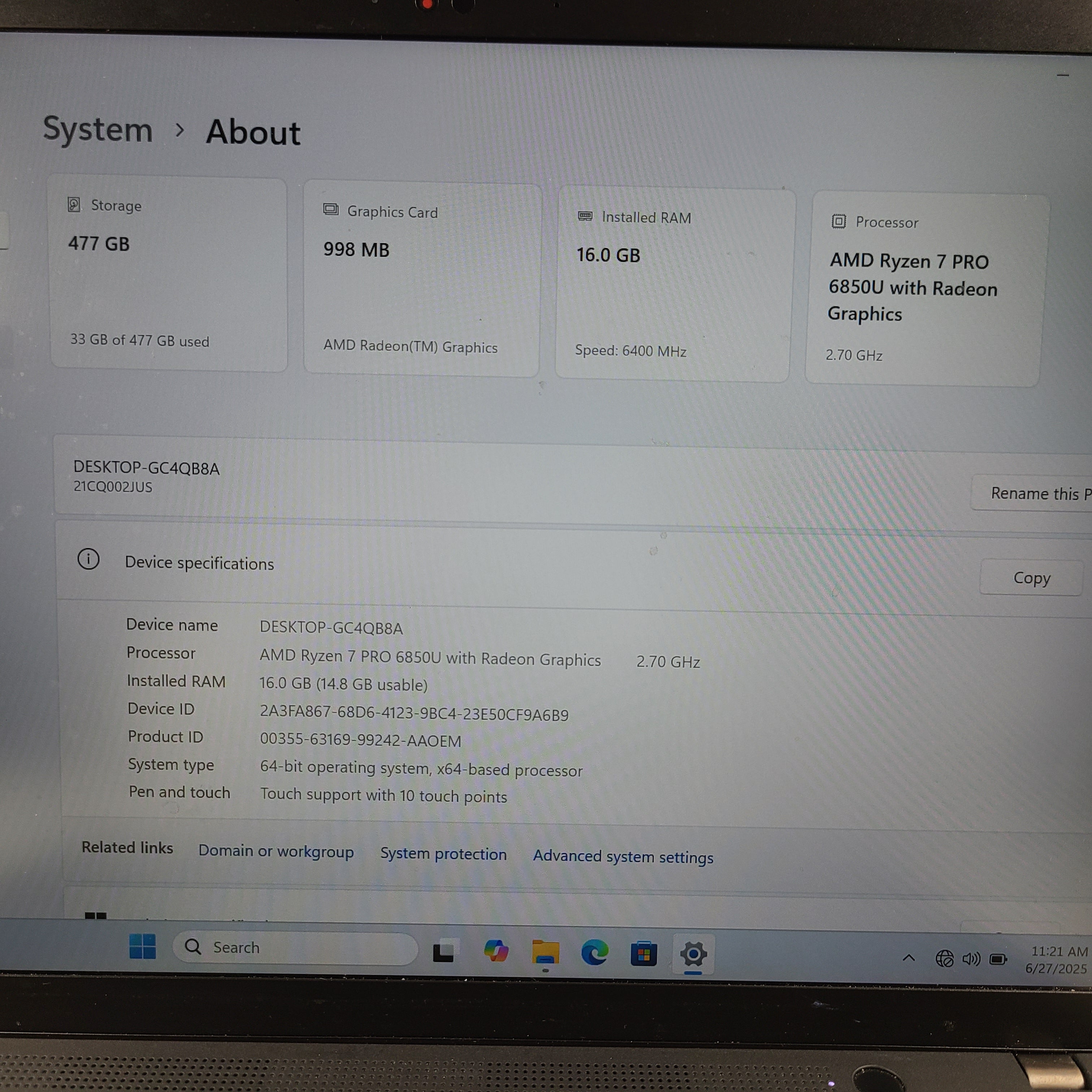 A sleek Lenovo ThinkPad laptop with AMD Ryzen processor
