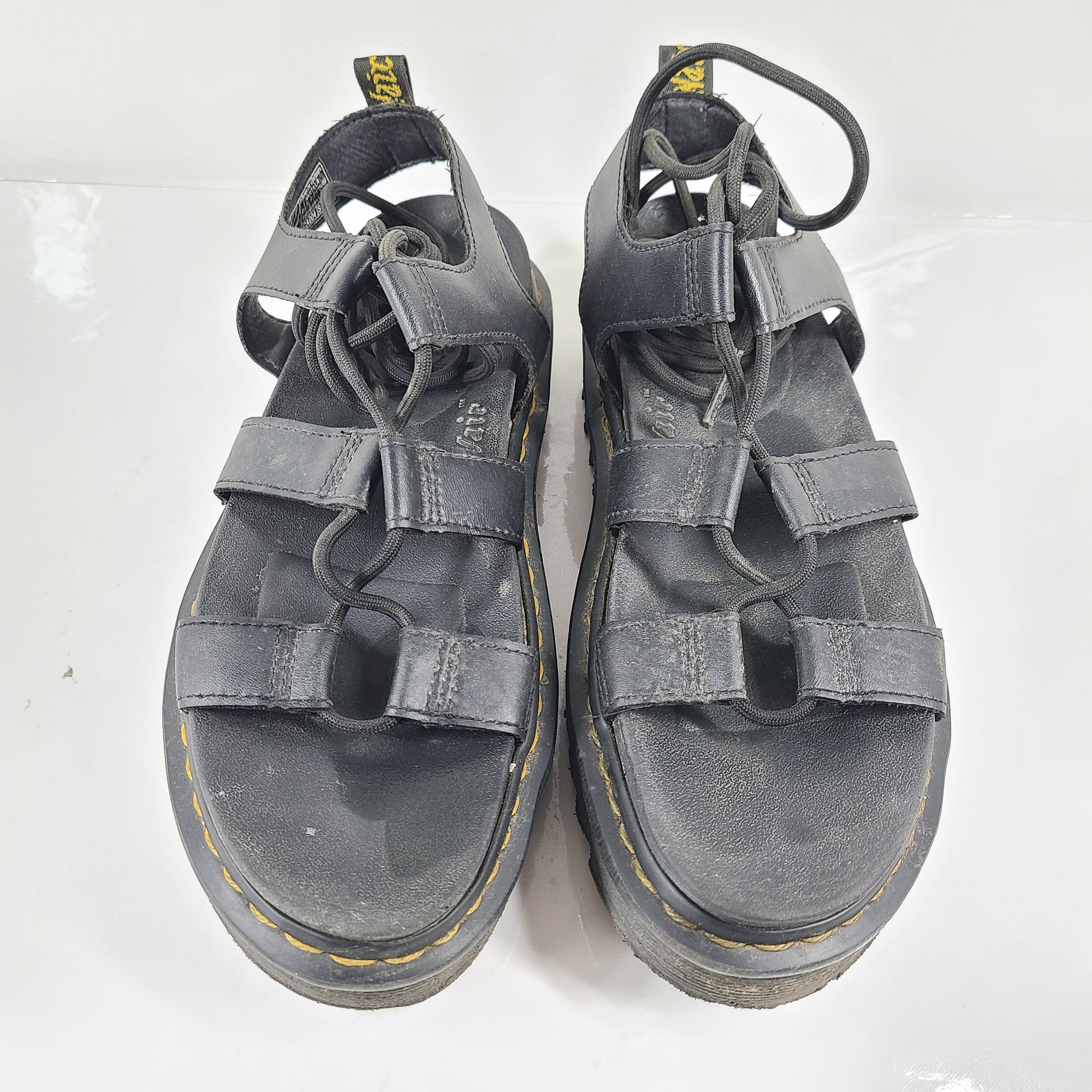 A pair of black Dr. Martens Nartilla sandals.
