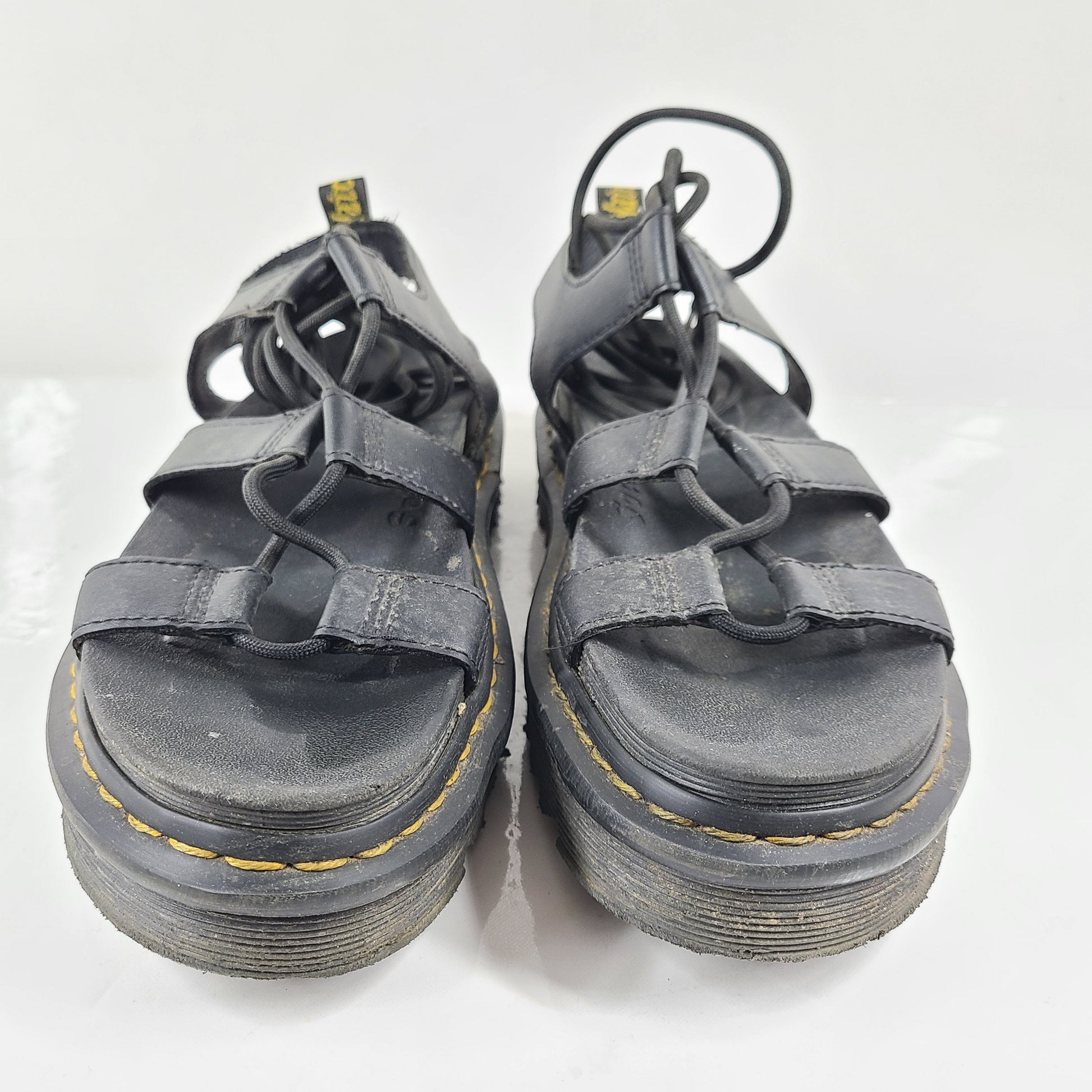 A pair of black Dr. Martens Nartilla sandals.