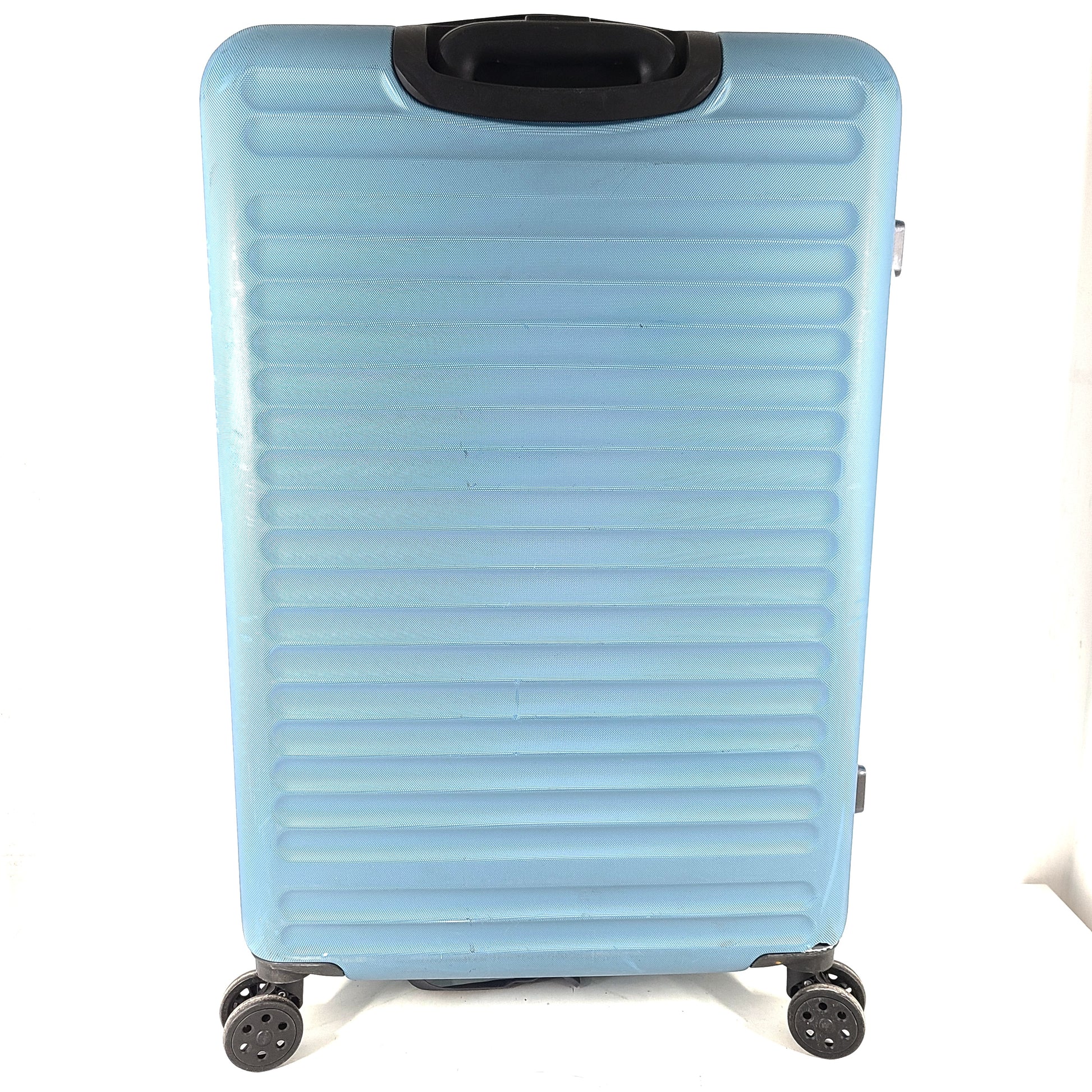 A versatile blue hard-shell suitcase with spinner wheels.