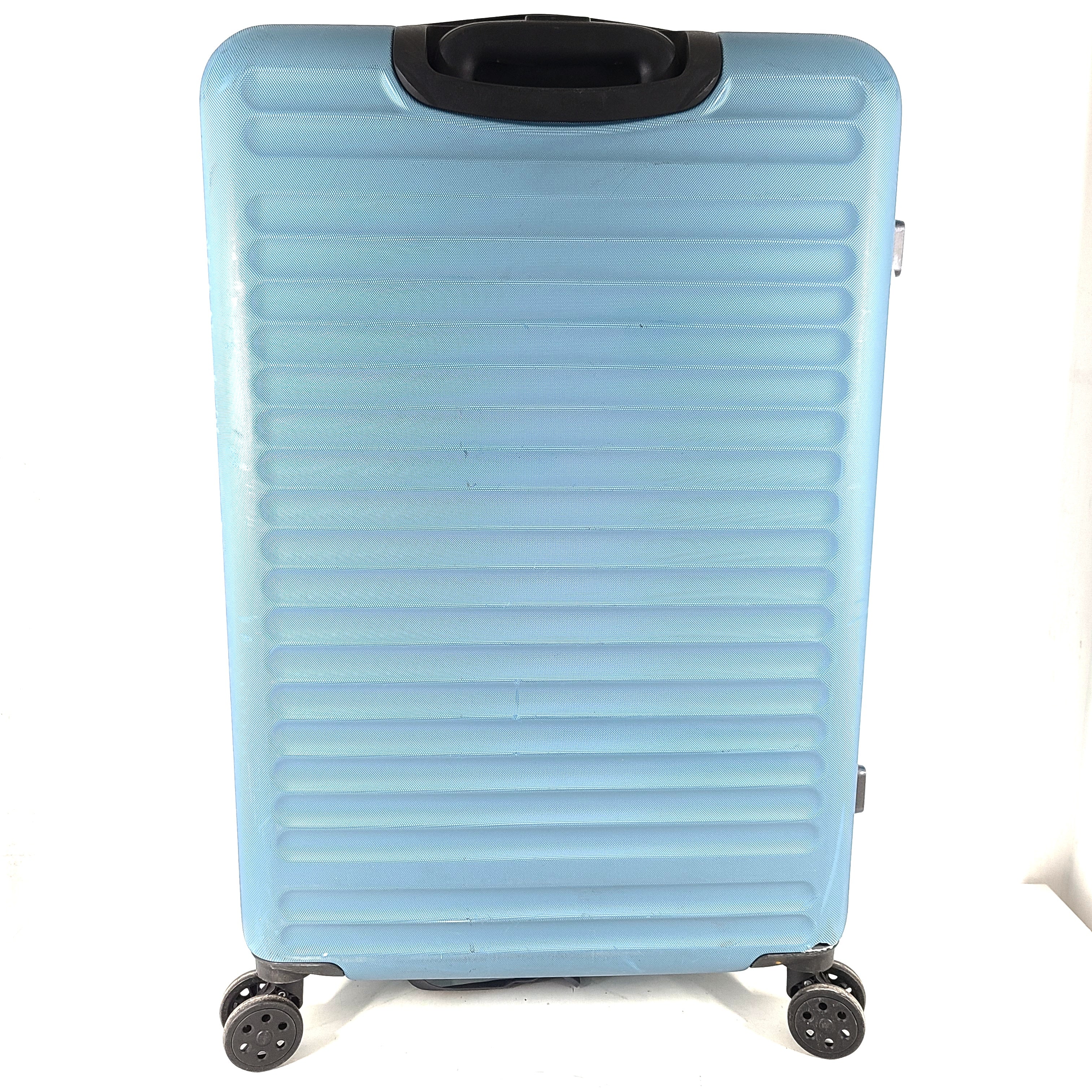 A versatile blue hard-shell suitcase with spinner wheels.