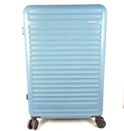 A versatile blue hard-shell suitcase with spinner wheels.