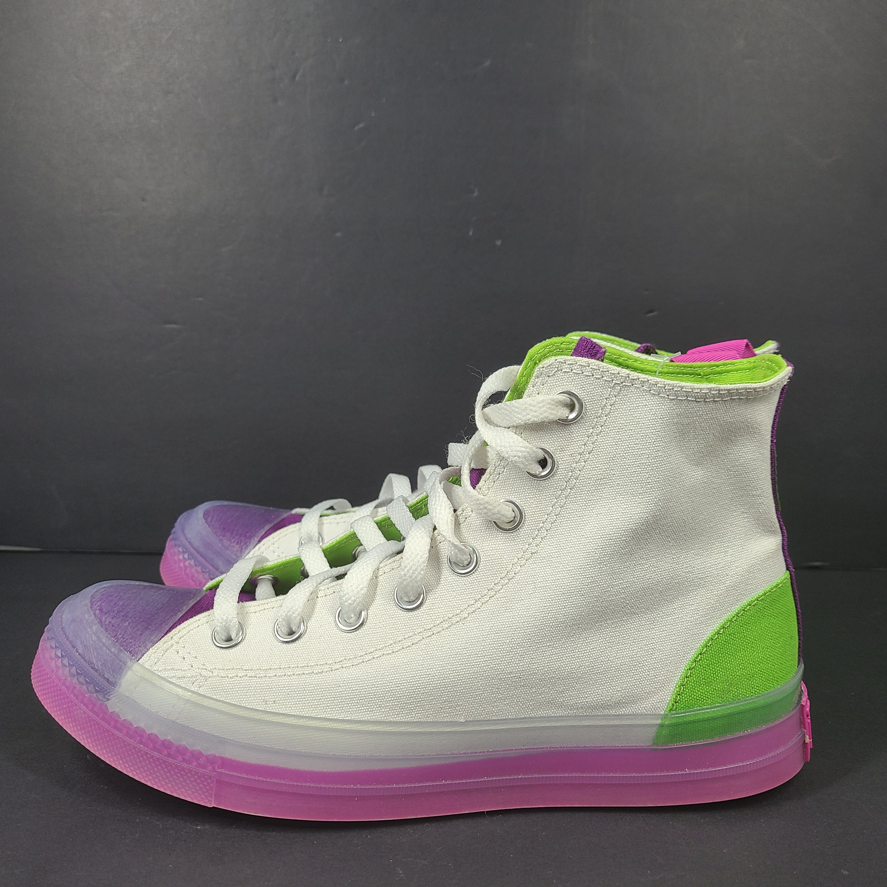 Classic Converse Chuck Taylor All Star high top sneakers in vibrant multicolor design.