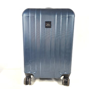 A blue hard shell suitcase by Skyway Luggage Co.