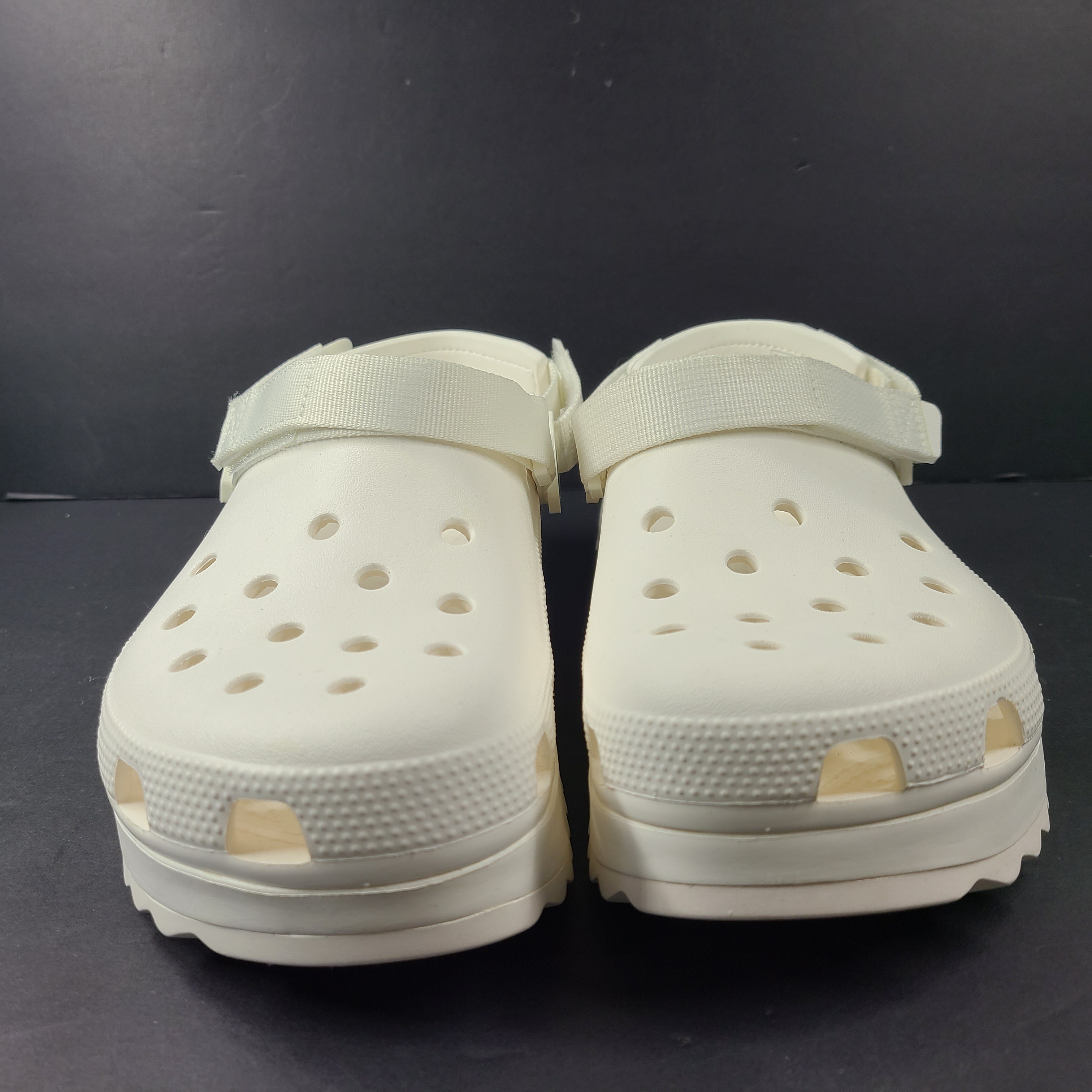 A pair of white Crocs Classic Platform Clogs
