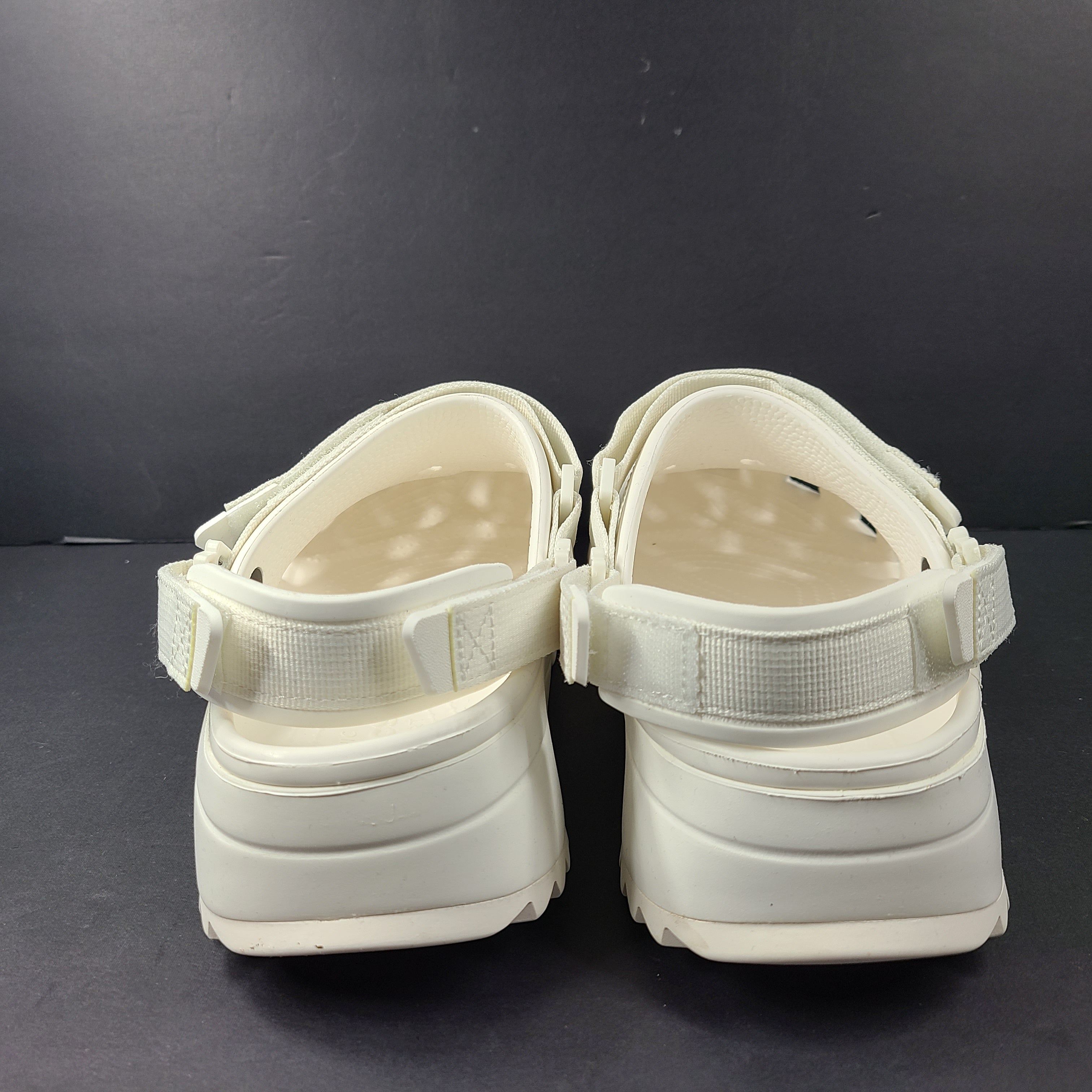 A pair of white Crocs Classic Platform Clogs
