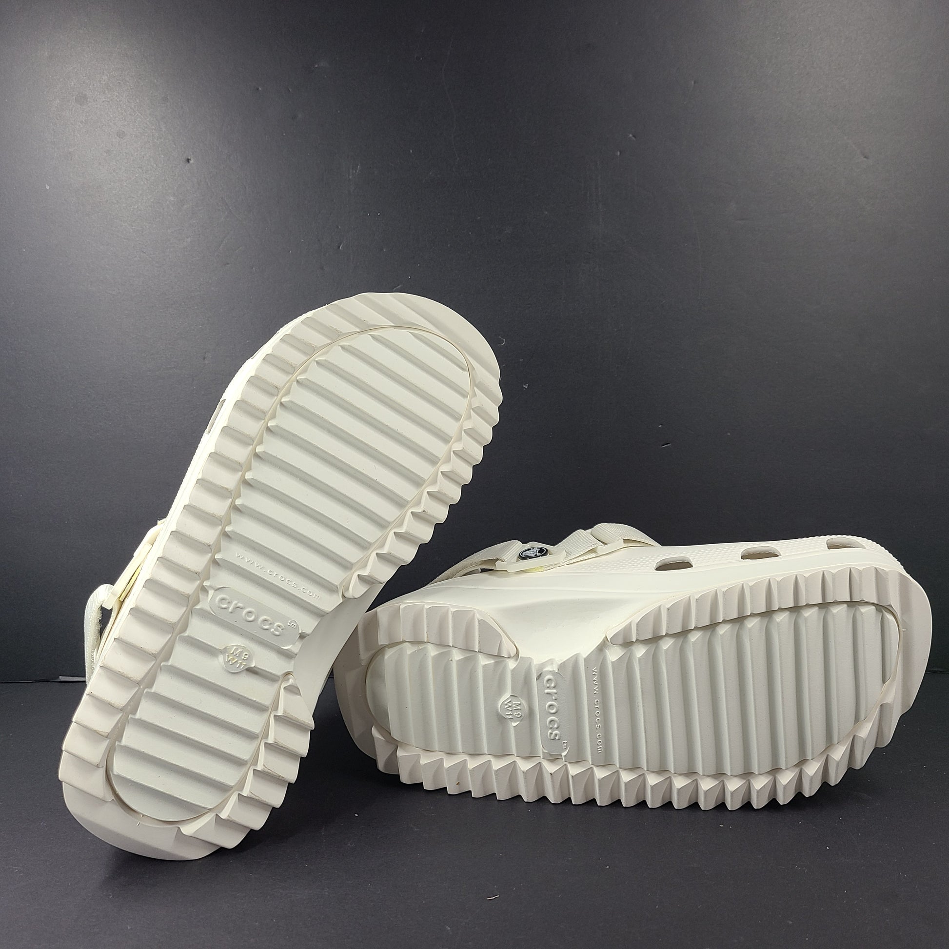 A pair of white Crocs Classic Platform Clogs