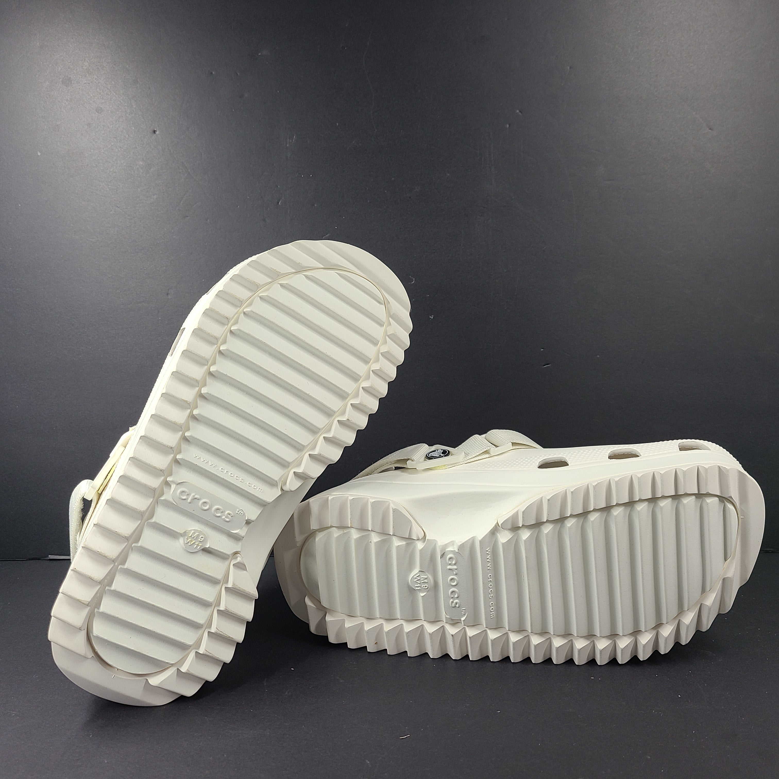 A pair of white Crocs Classic Platform Clogs