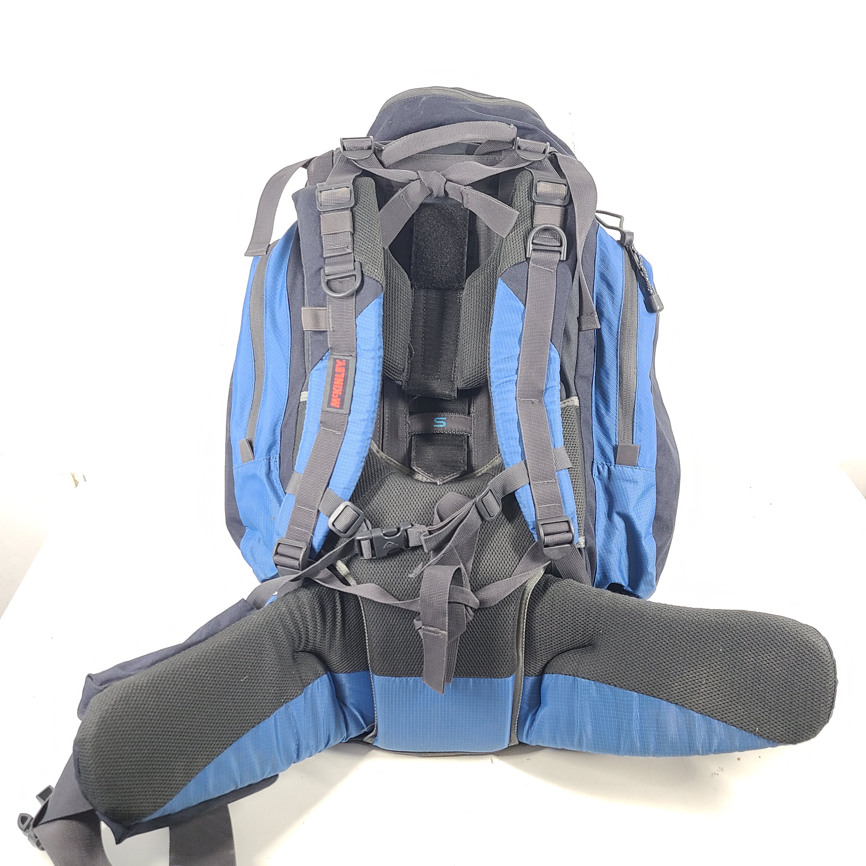 A sturdy blue McKinley Grand Canyon 45L hiking backpack.