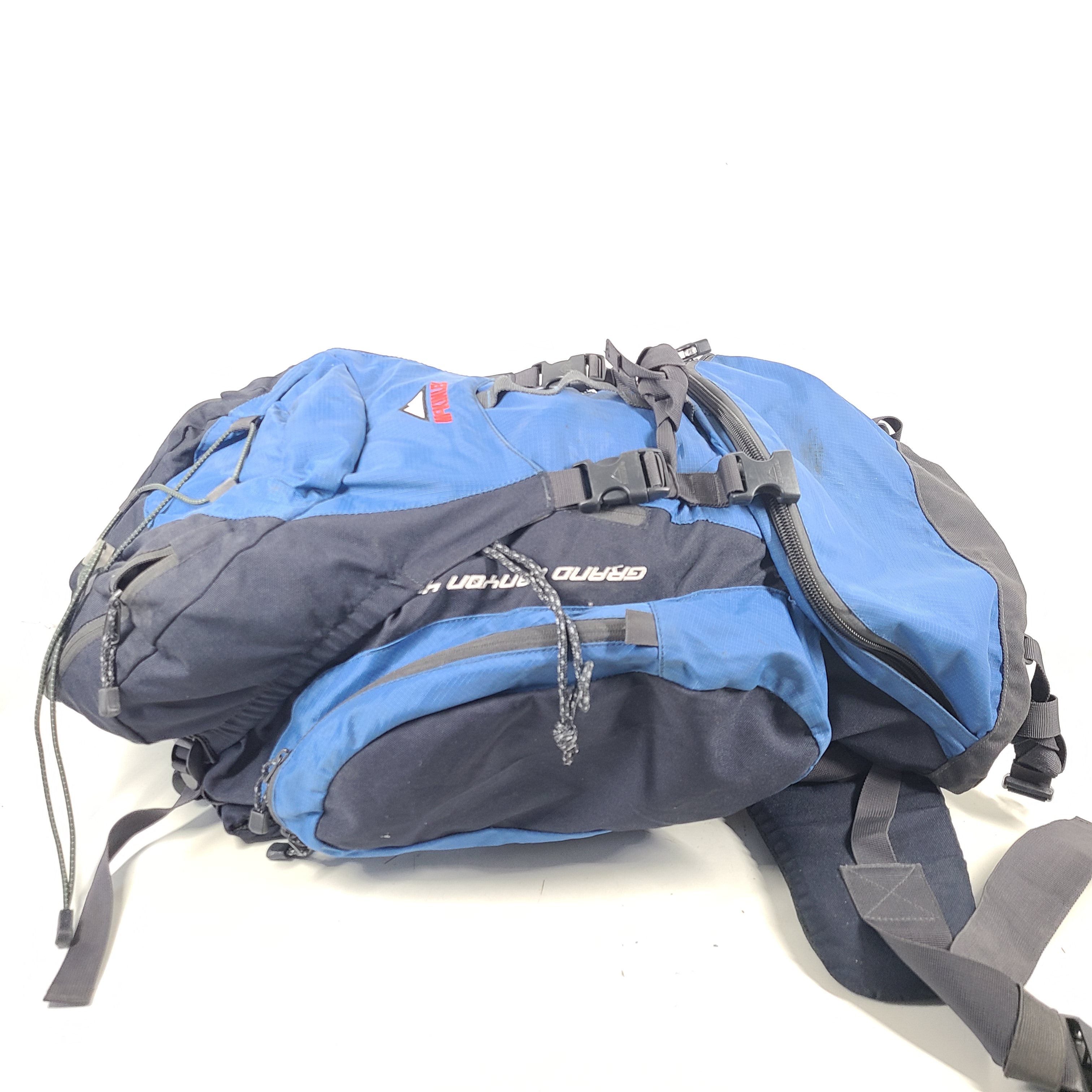 A sturdy blue McKinley Grand Canyon 45L hiking backpack.