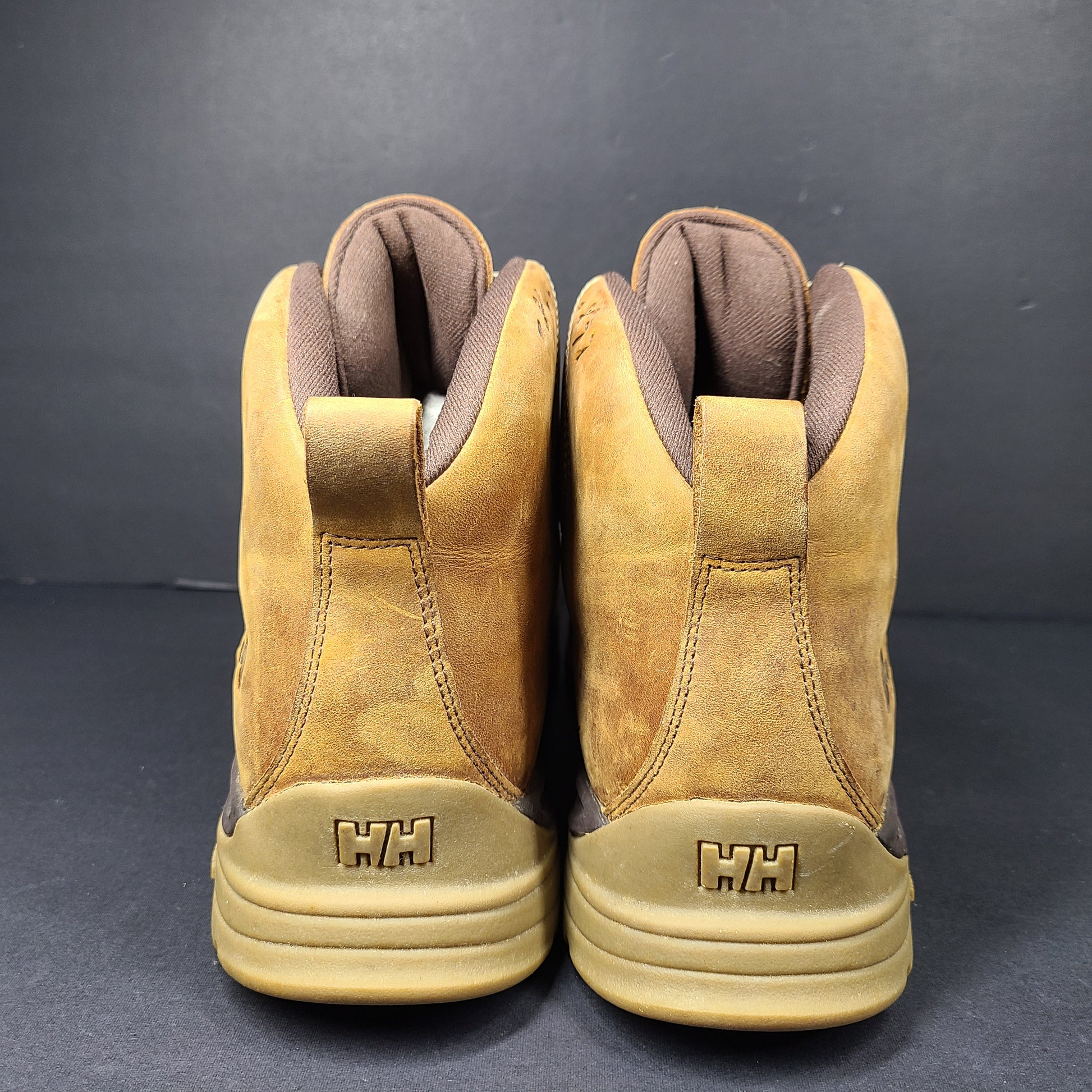 A pair of Helly Hansen Men's Waterproof Leather Boots in size US 10.