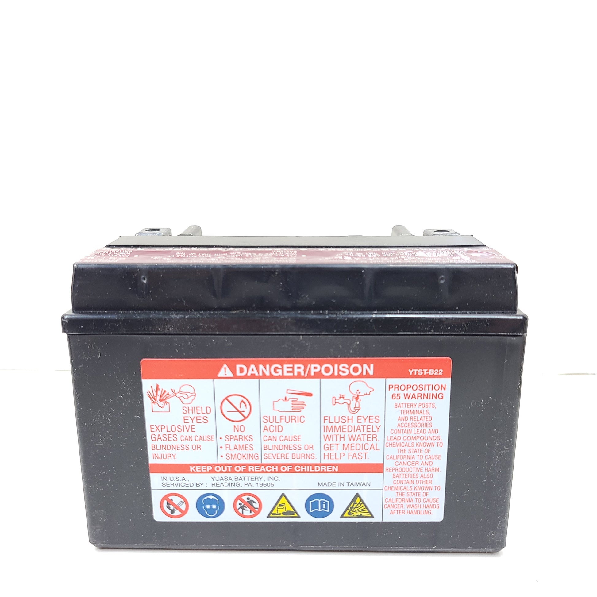 A reliable and maintenance-free 12-volt motorcycle battery from Yuasa.
