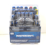 A 69-piece screwdriver and driver bit set by Mastercraft.
