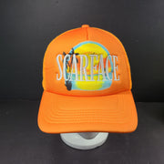 Scarface x Shoe Palace Miami orange trucker hat with mesh design and snapback closure