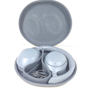 Premium wireless over-ear headphones with active noise cancellation and a cushioned headband in gray.