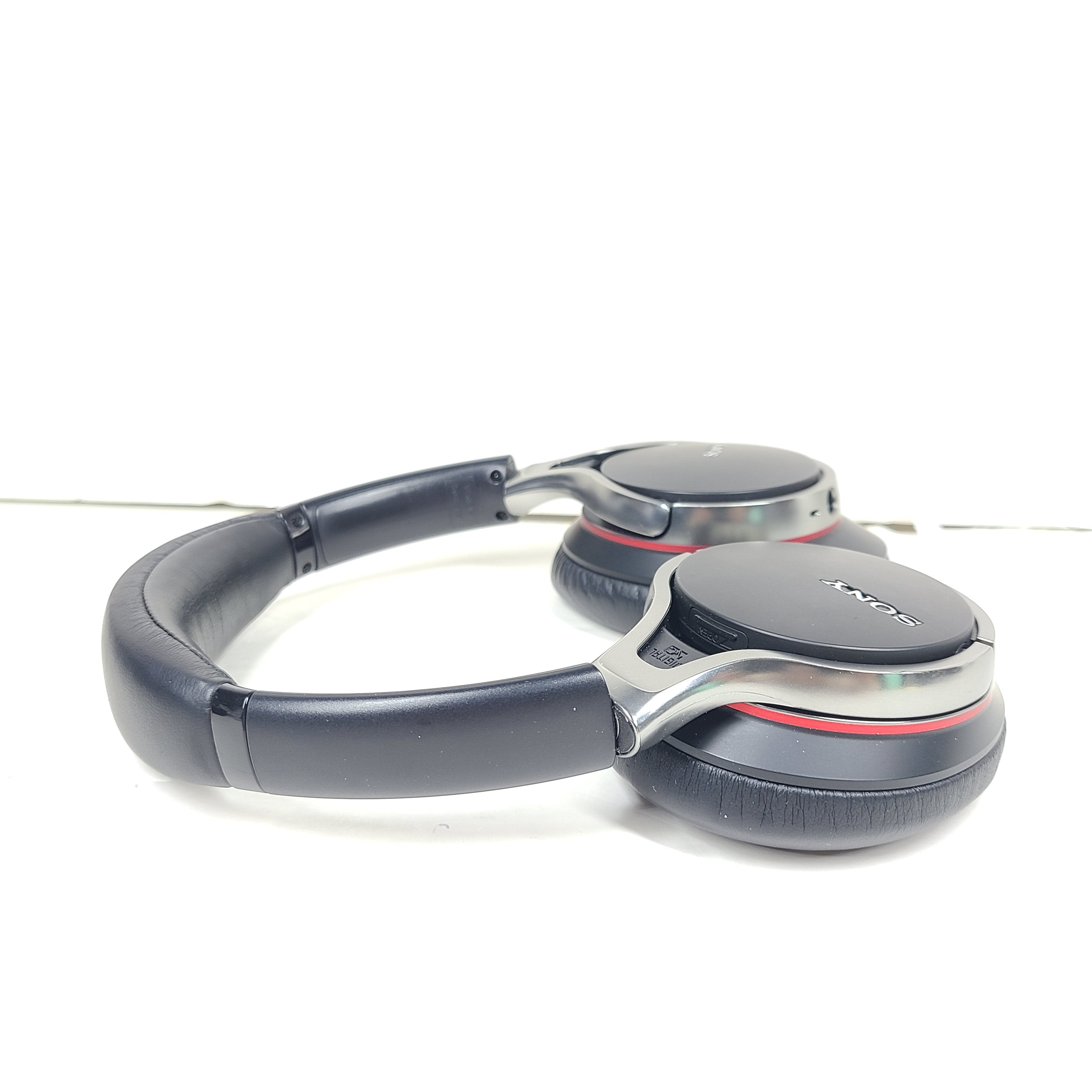 Black Sony MDR-10RNC on-ear noise-cancelling headphones with DIGITAL NC labeling and attached cable.