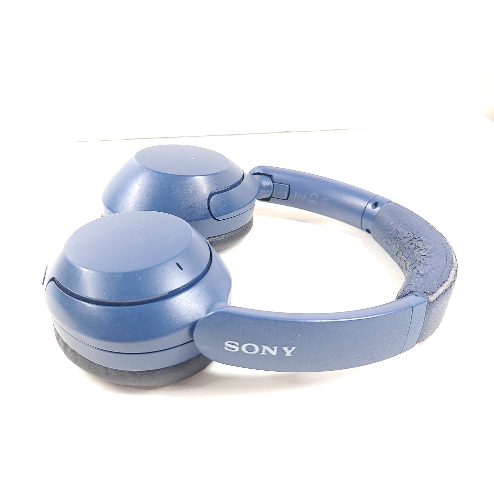 Blue Sony WH-XB910N over-ear headphones with extra bass and active noise cancelling.