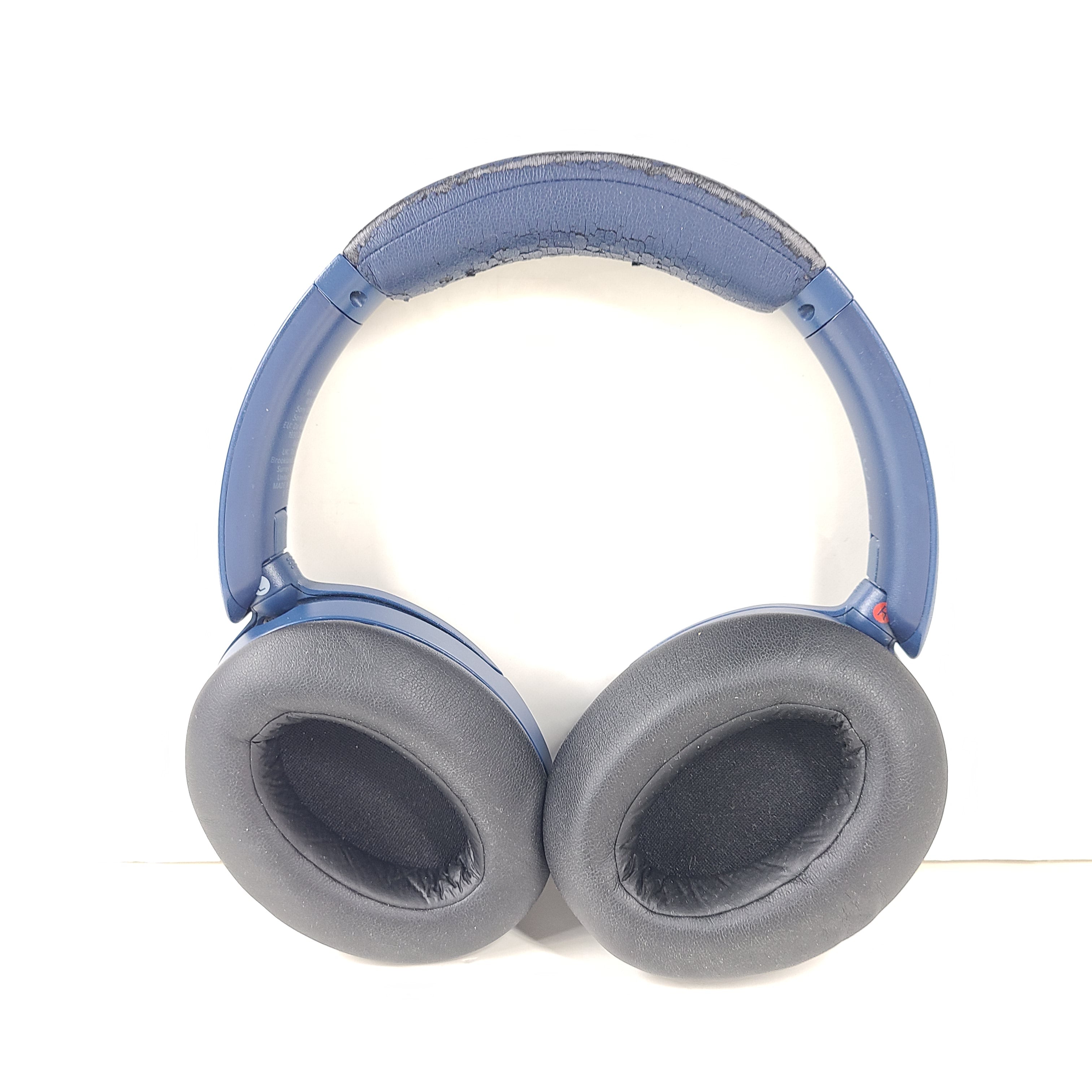 Blue Sony WH-XB910N over-ear headphones with extra bass and active noise cancelling.