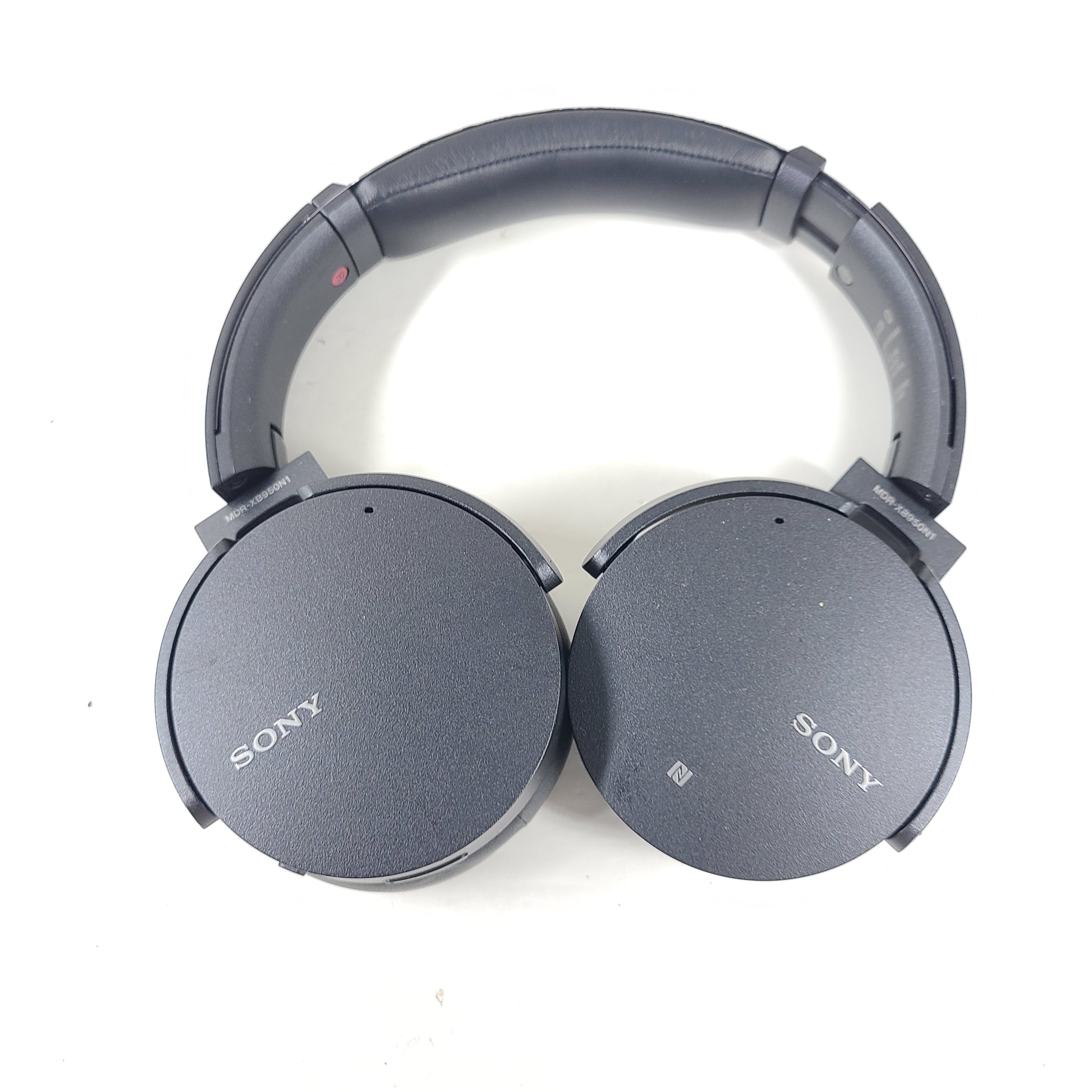 Over-ear Sony MDR-XB950N1 headphones with Extra Bass, wireless Bluetooth connectivity, and active noise cancellation in black.