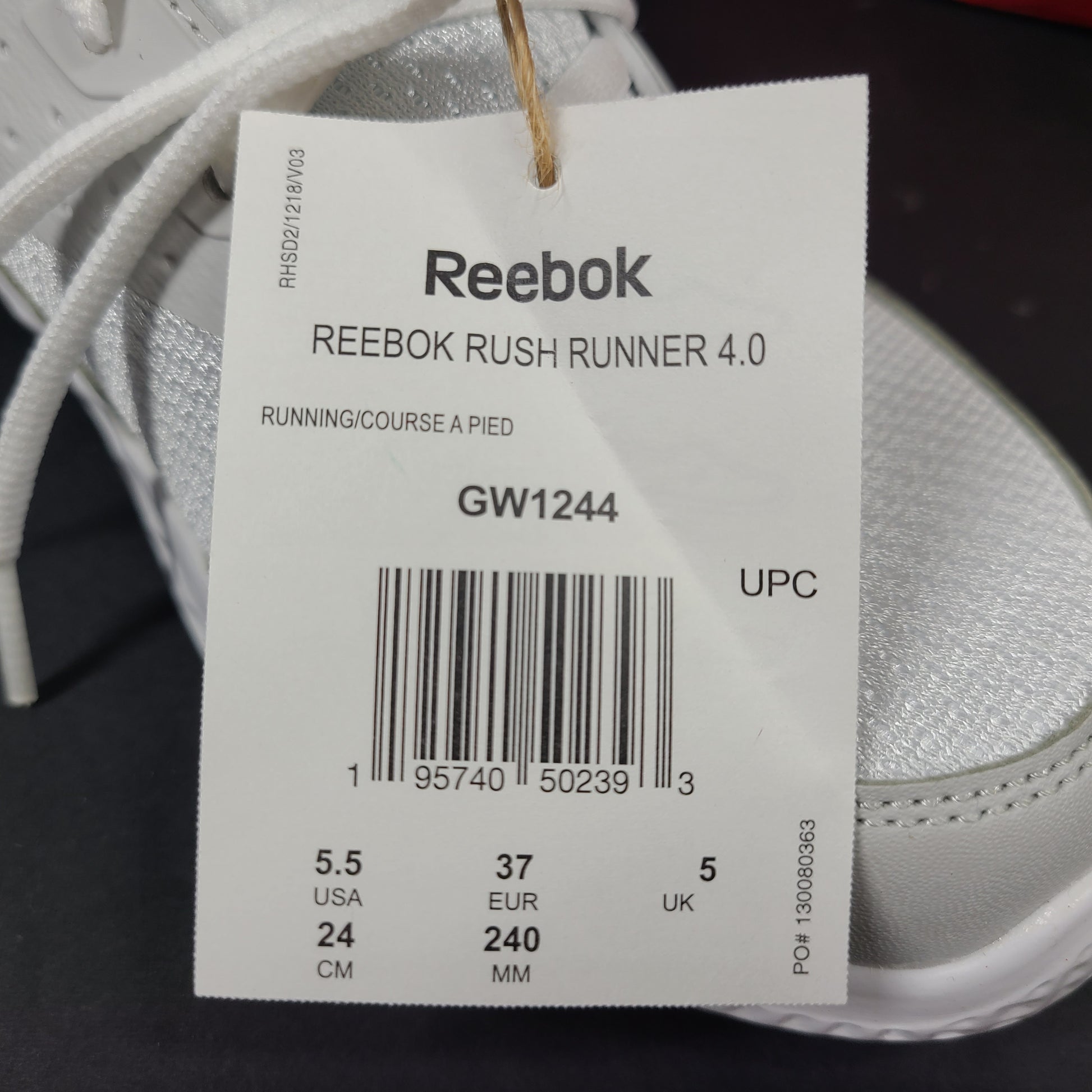 New Reebok Rush Runner 4.0 in white and teal, two pairs in US sizes 5.5 and 7.