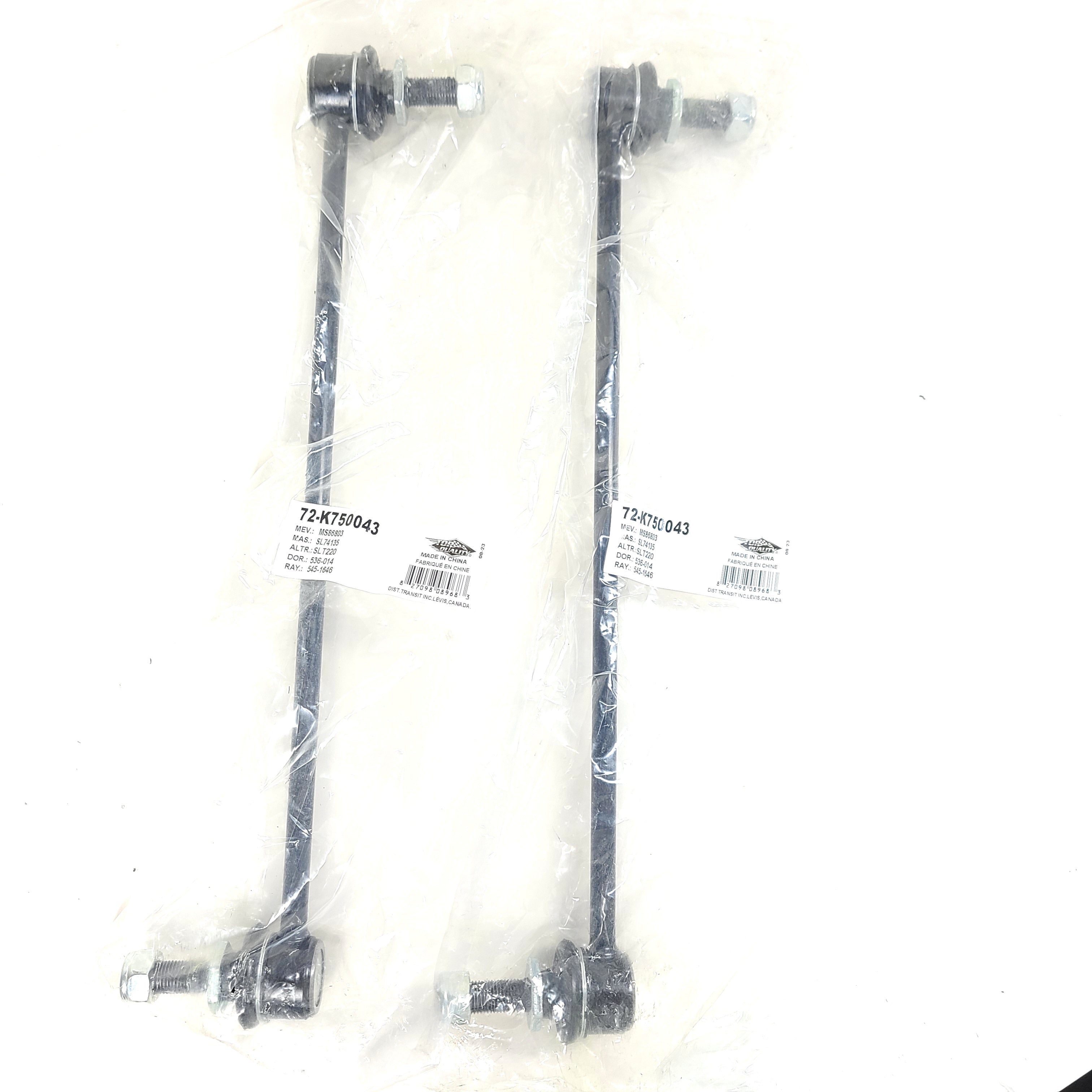 Front suspension stabilizer link kit for select Toyota and Lexus models in black, model 72-K750043.
